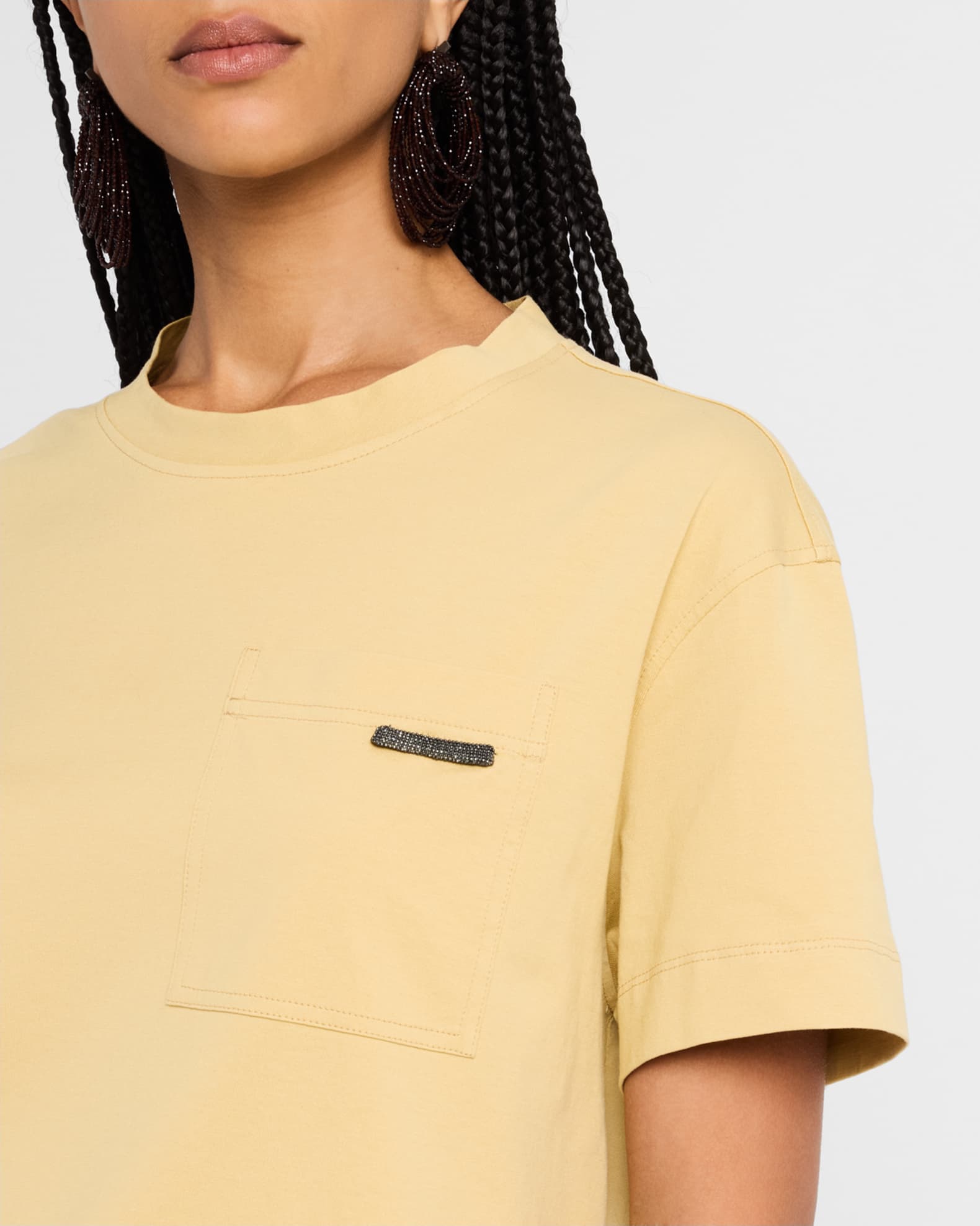 Brunello Cucinelli Crewneck T-Shirt with Monili Pocket