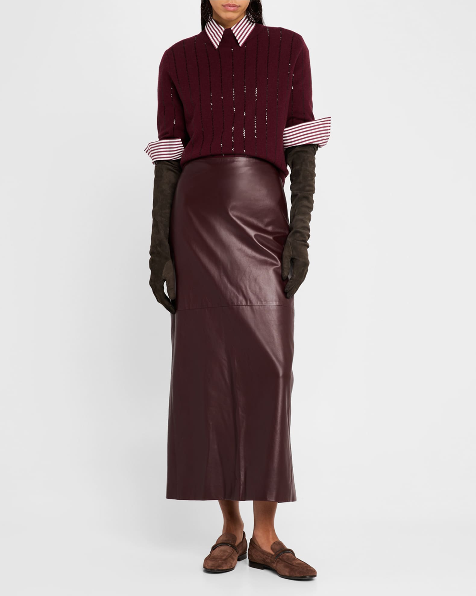 Sequin-Stripe Cashmere Top 1