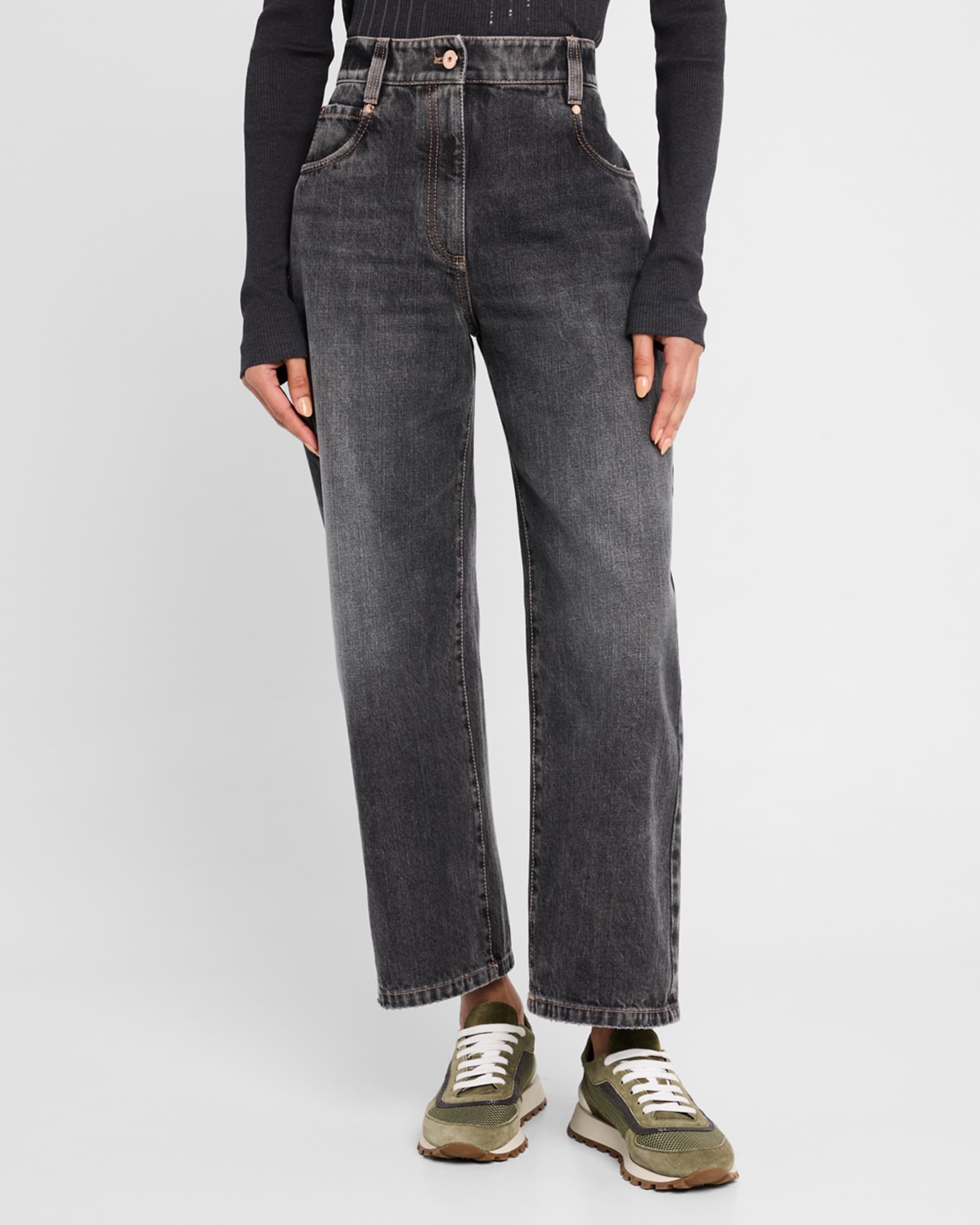 デニム・ジーパン BRUNELLO CUCINELLI GARMENT DYED JEANS Garment-dyed denim trousers for Man in Snow | Brunello Cucinelli