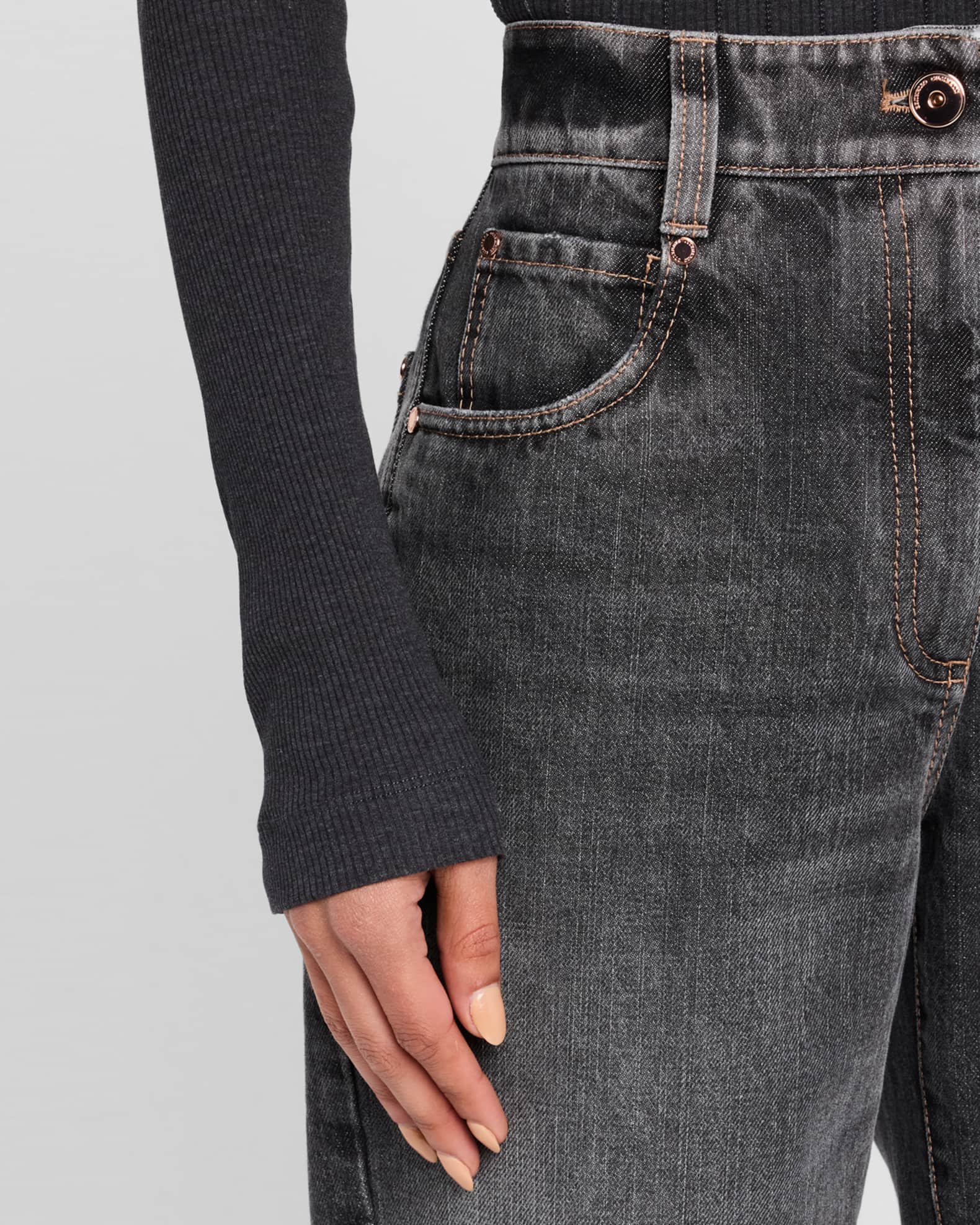Brunello Cucinelli Vintage Wash Square Denim Jeans | Neiman