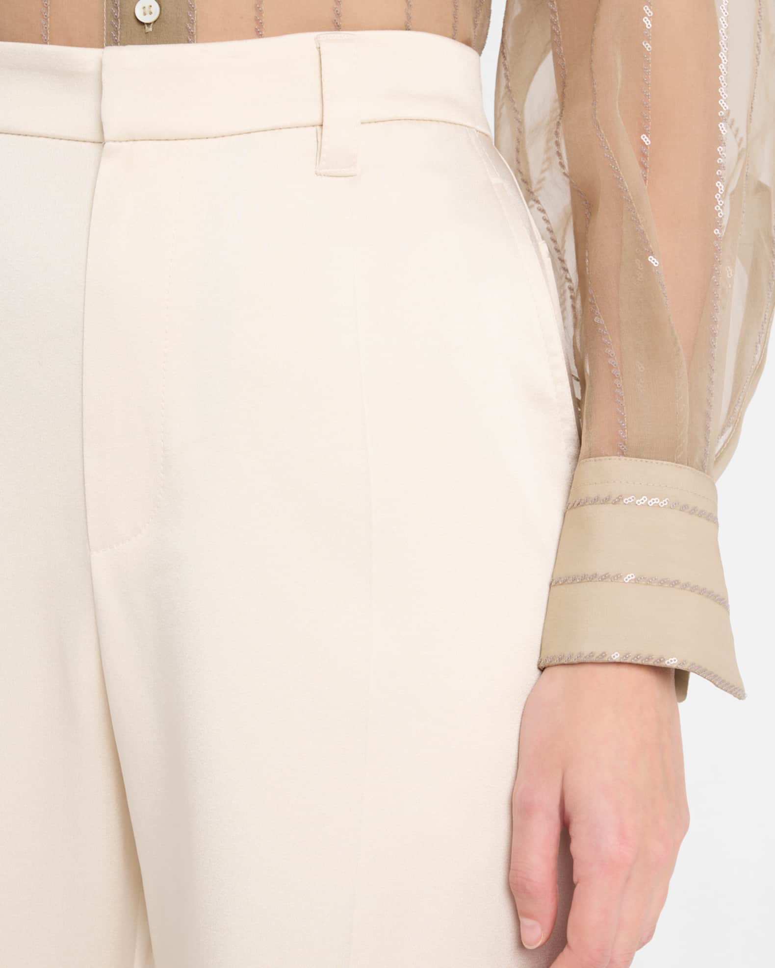 パンツ BRUNELLO CUCINELLI PANTALONE IN SATIN CADY Brunello Cucinelli - Cady Iron Satin Front Seam Pant