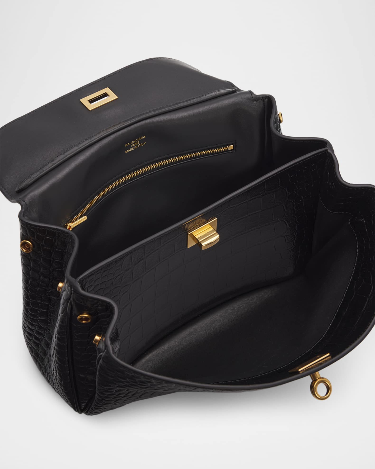 Balenciaga Rodeo Small Croc-Embossed Top-Handle Bag | Neiman Marcus