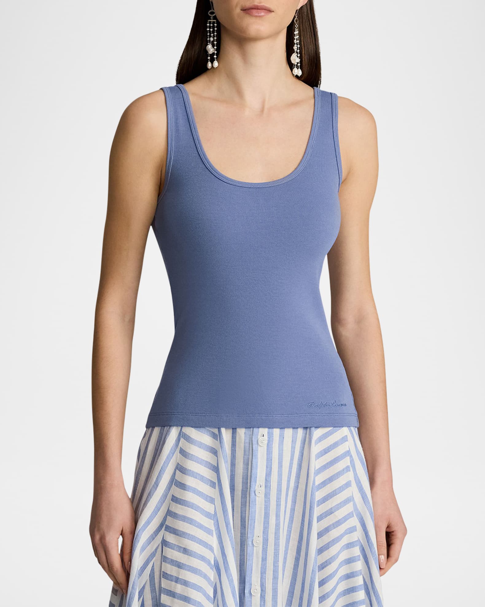 Ralph Lauren Collection Ellis Cotton Rib Tank Top | Neiman Marcus