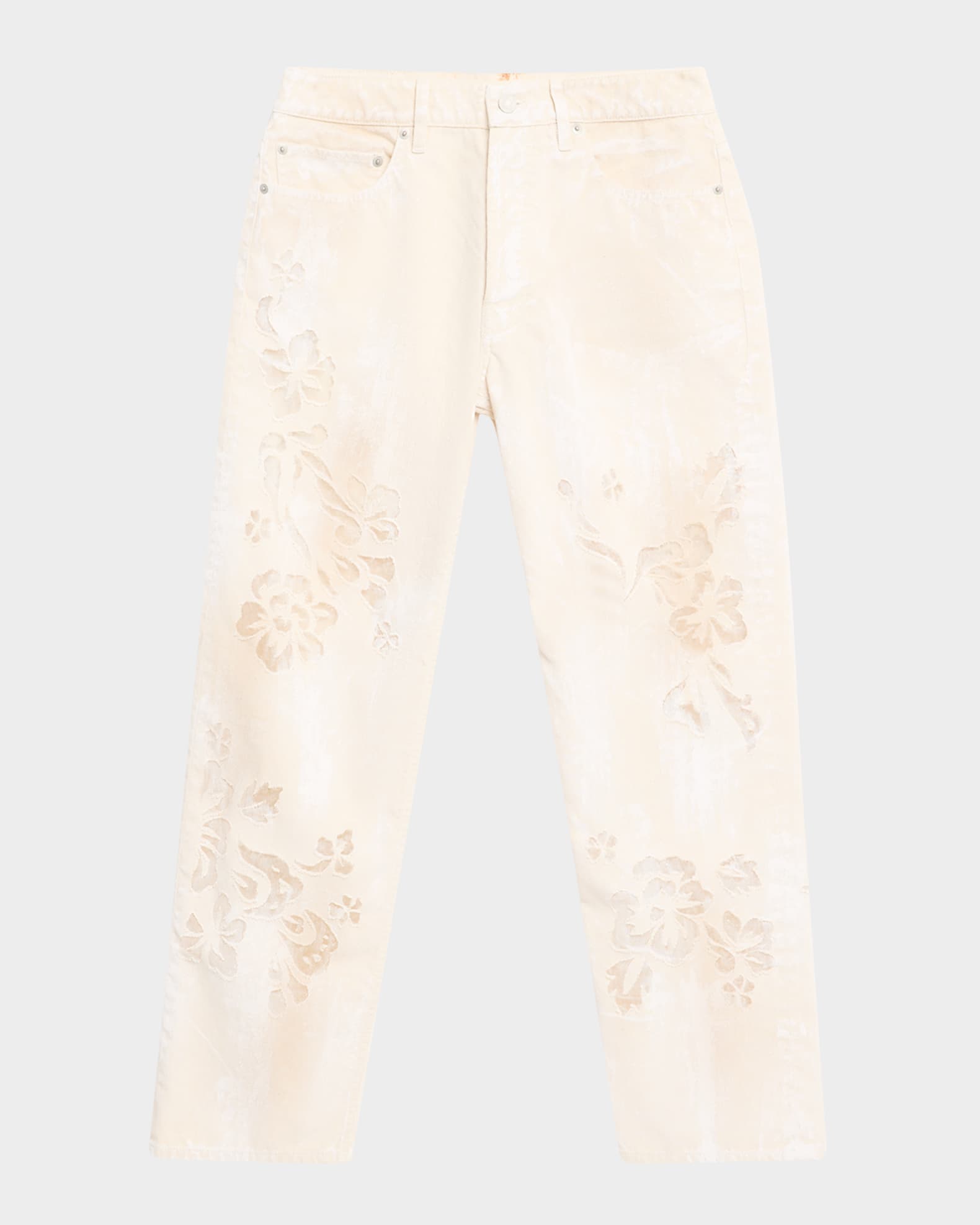 Aisling Floral Devore Straight-Leg Ankle Jeans 0