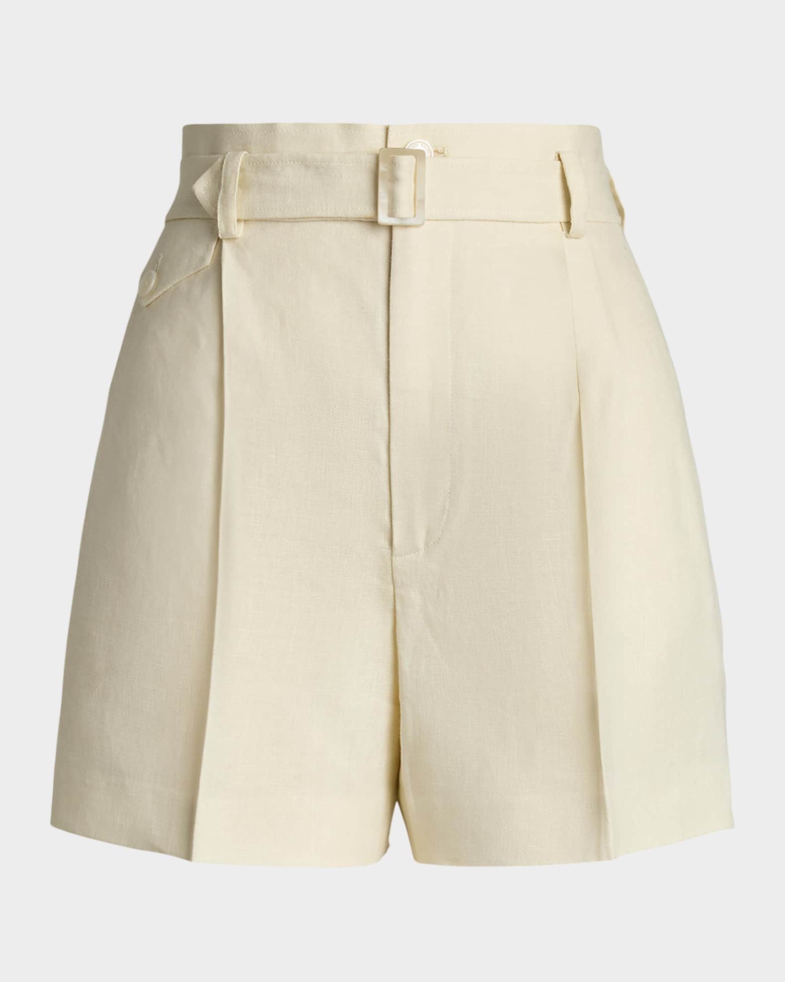 Denise Belted Linen Shorts 0