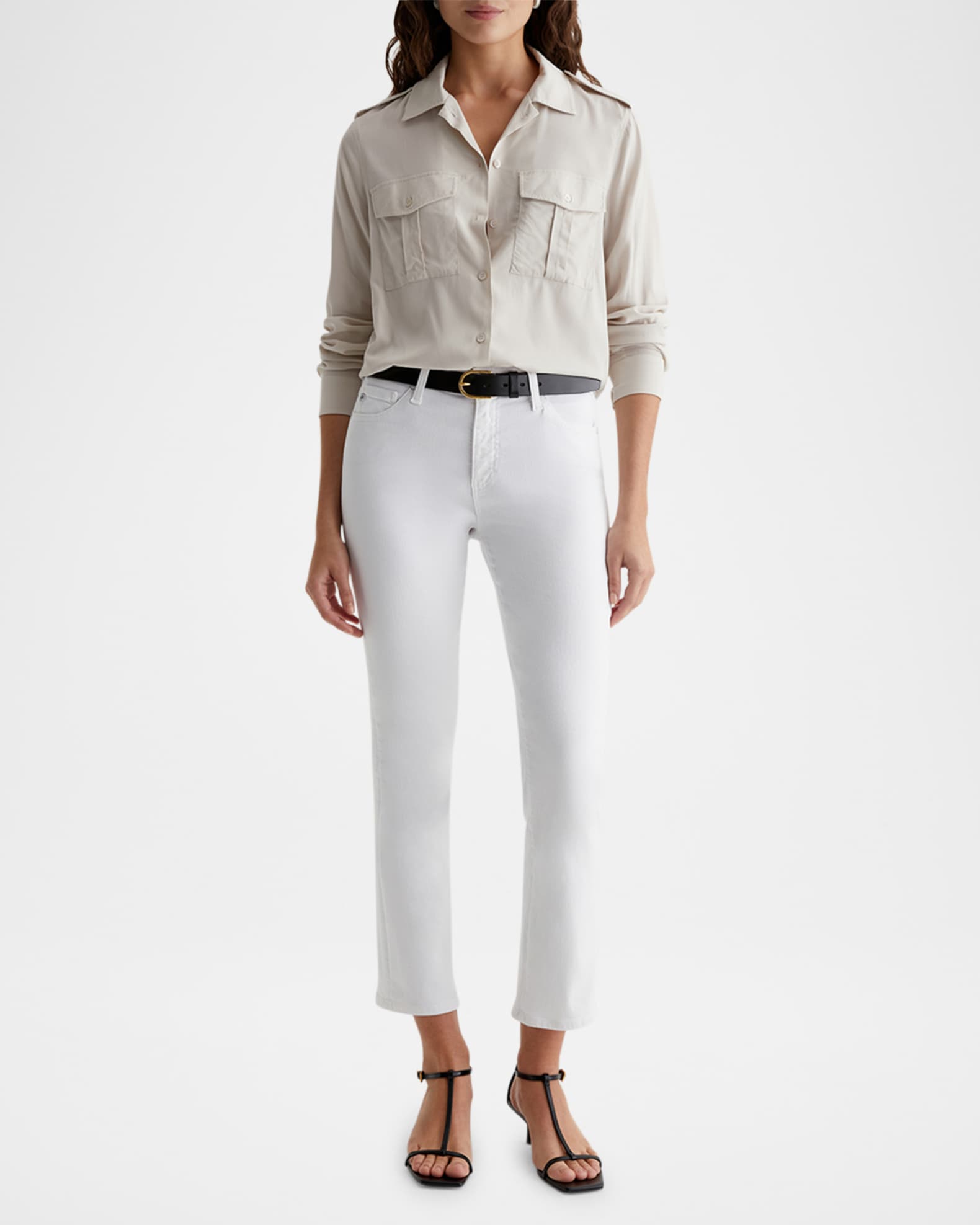 Mari Mid-Rise Slim Straight Crop Jeans 1