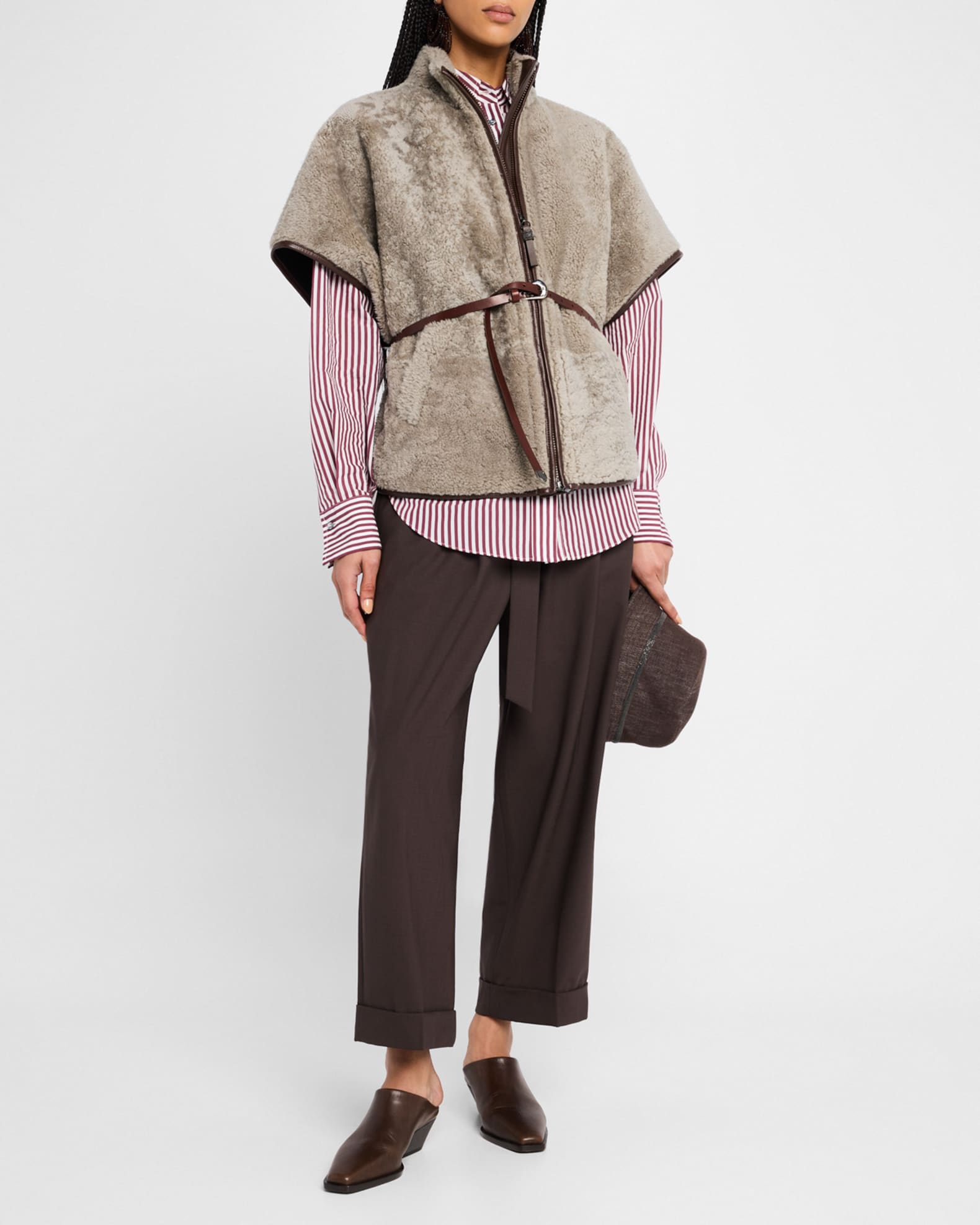 Tropical Wool Baggy Sartorial Pleated Ankle Pants 1