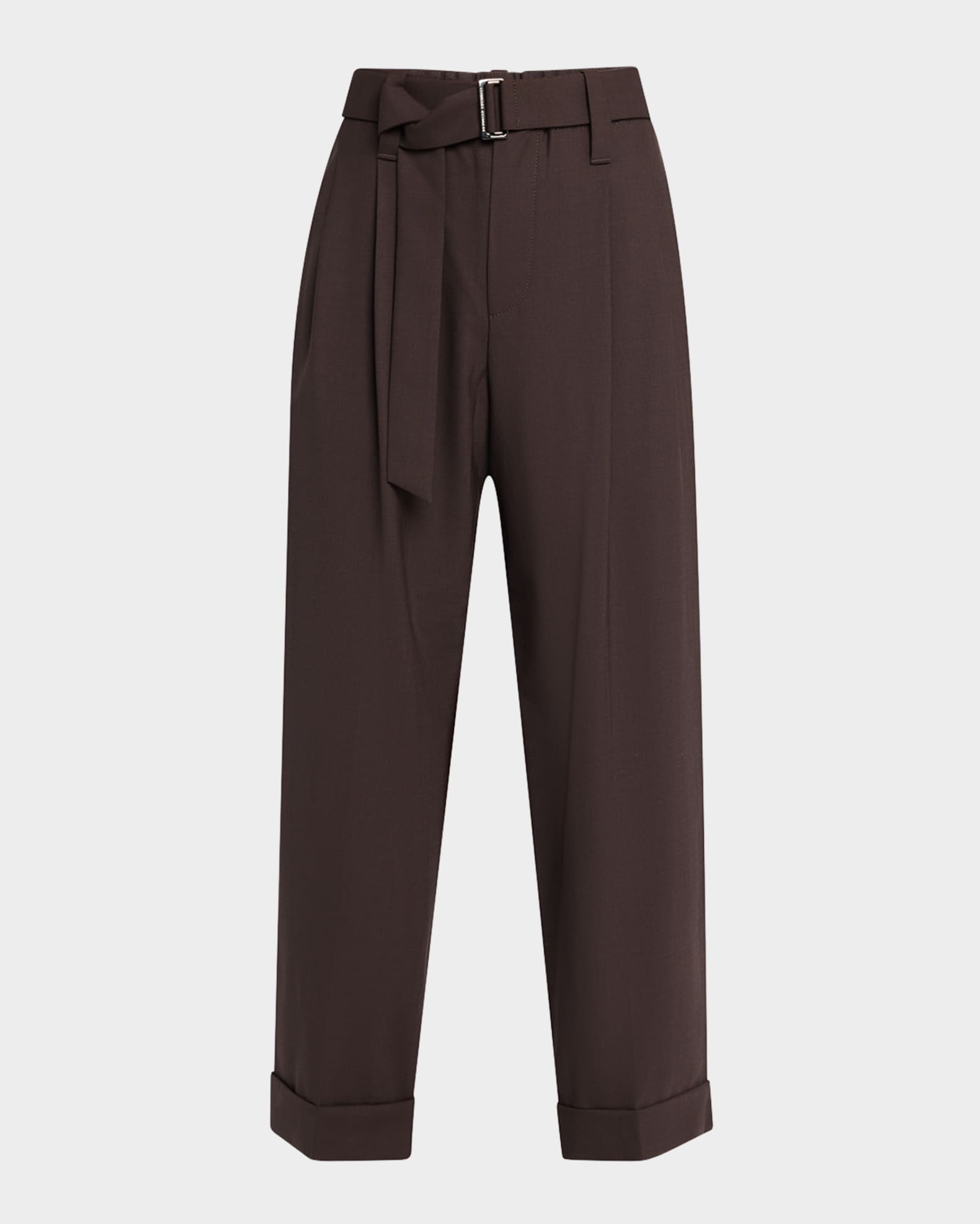 Tropical Wool Baggy Sartorial Pleated Ankle Pants 0