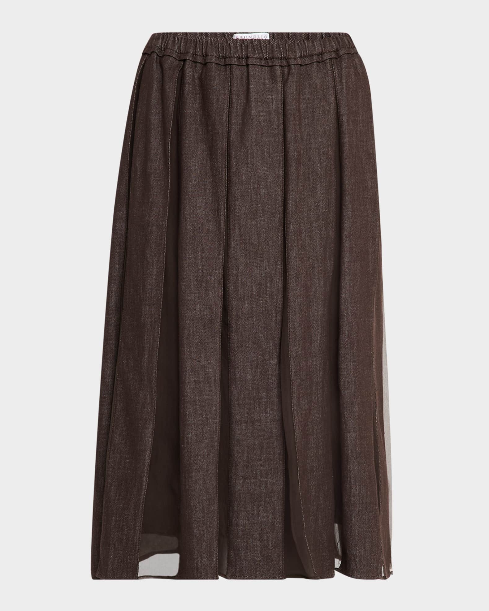 【送料&関税込】Brunello Cucinelli Layered Effect Midi Skirt Brunello Cucinelli Layered Pleated Maxi Skirt | Neutrals