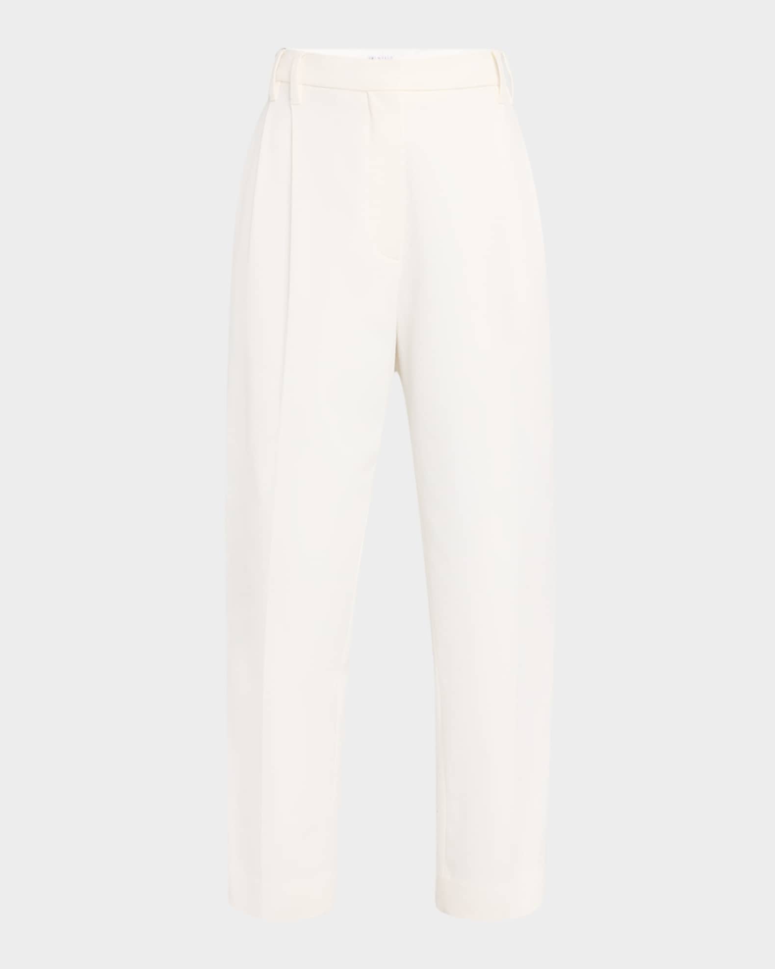 Pleated Cotton Twill Tapered Pants 0