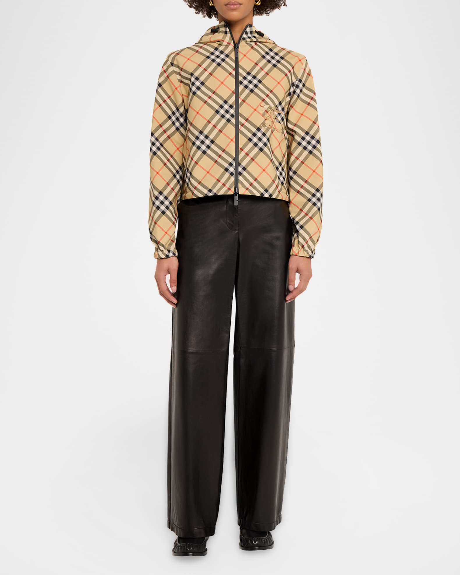 Burberry Reversible Check Crop Zip Jacket | Neiman Marcus
