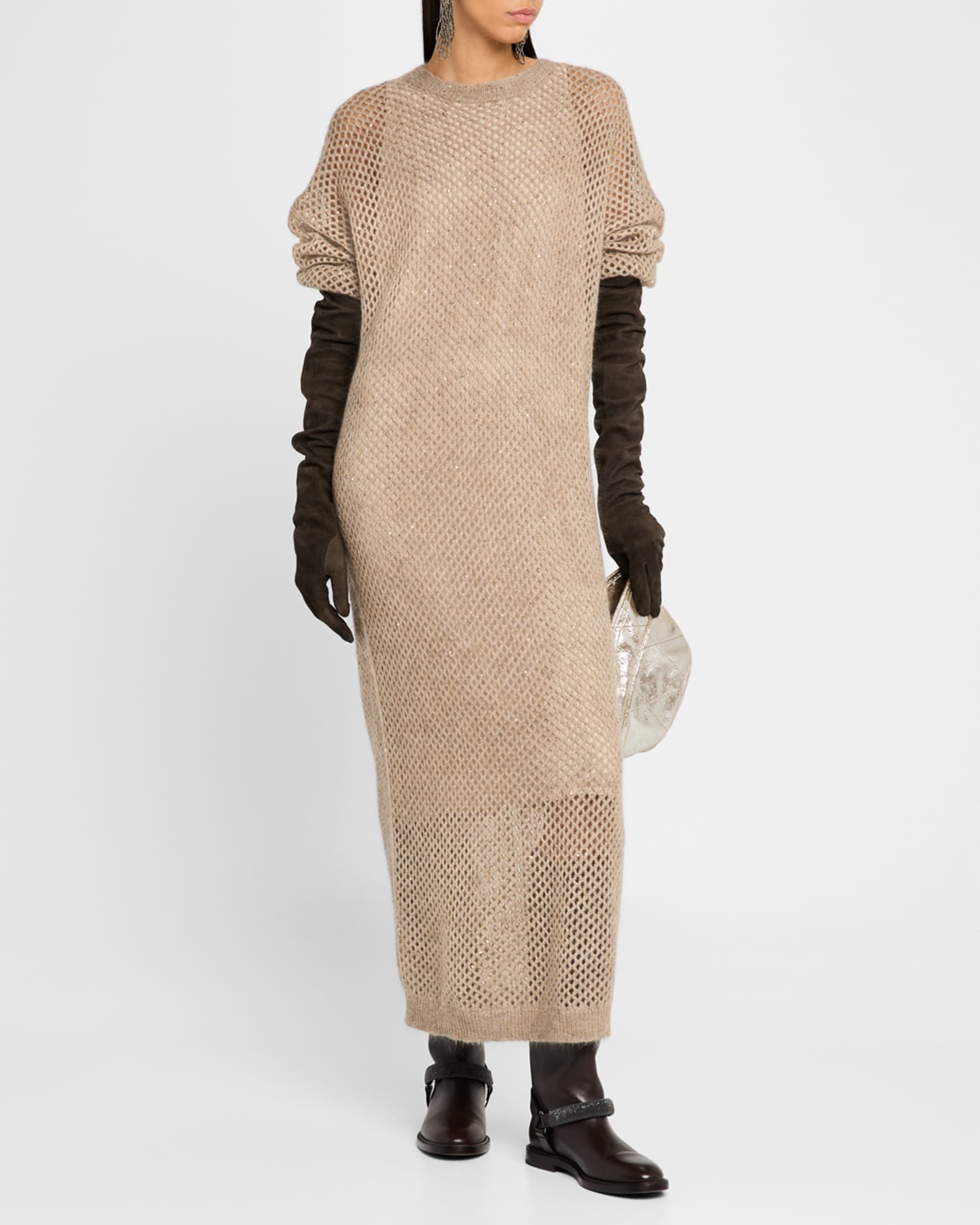 ブルネロクチネリ Brunello Cucinelli Knit Long Dress Brunello Cucinelli Linen-Blend Diamante Cable Knit Maxi