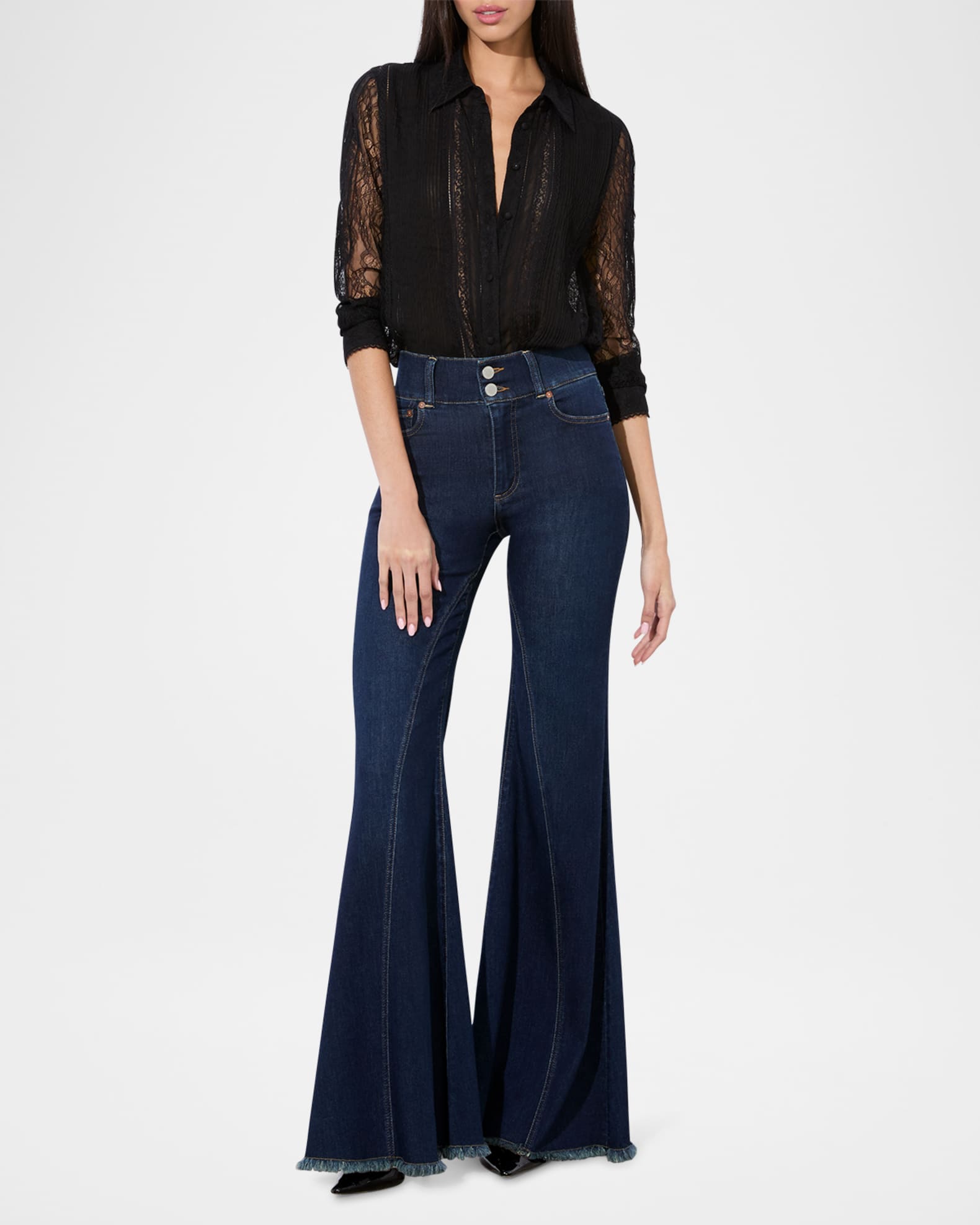 Willa Mixed-Media Lace Placket Top 1