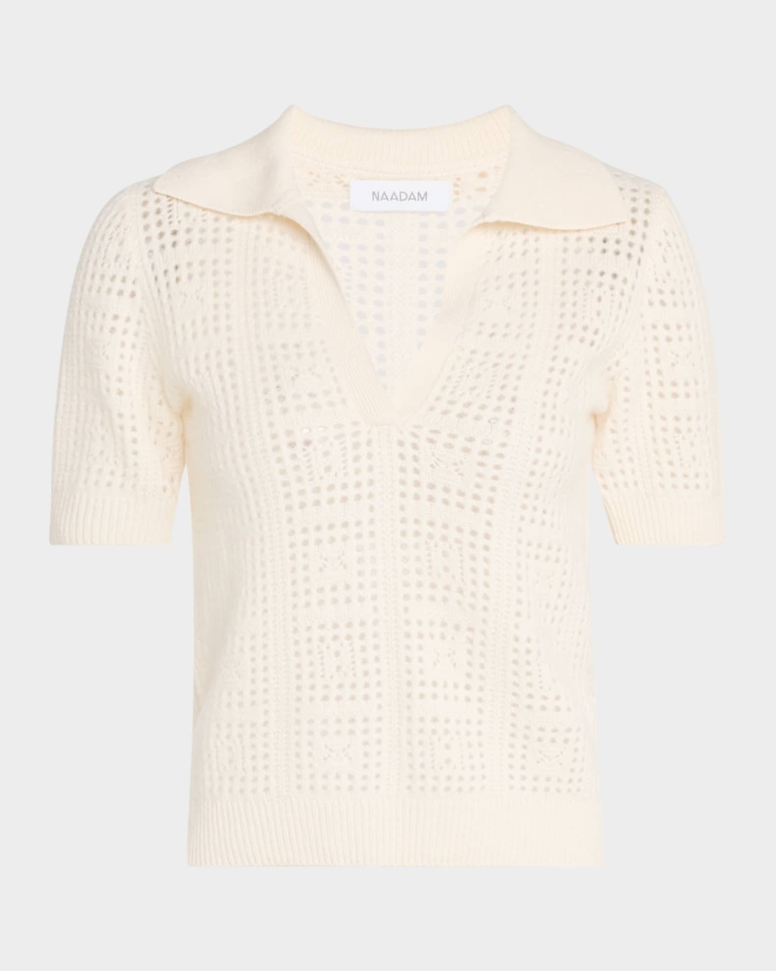 Cashmere Open-Stitch Polo 0