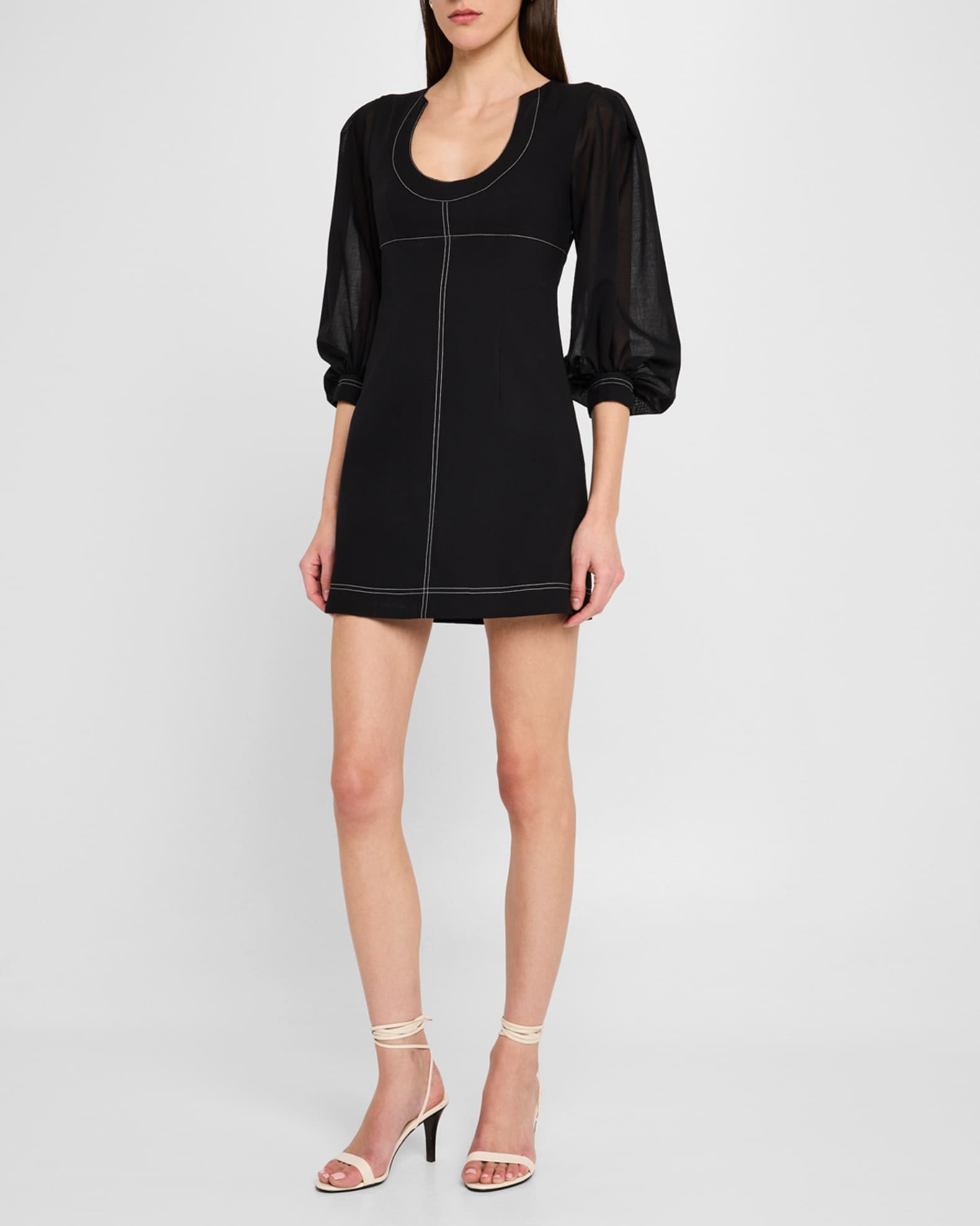 Balloon-Sleeve Mini Dress 1