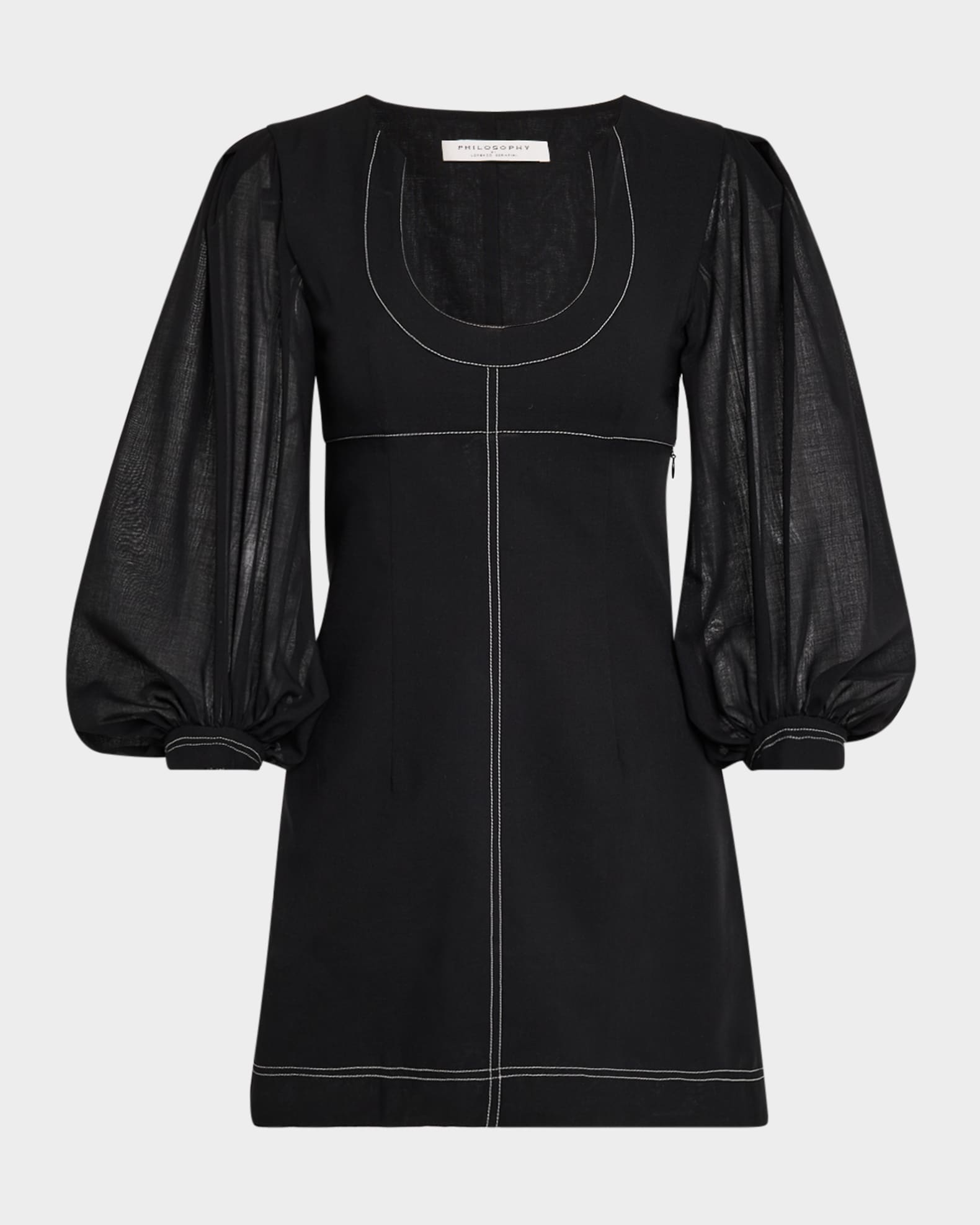 Balloon-Sleeve Mini Dress 0