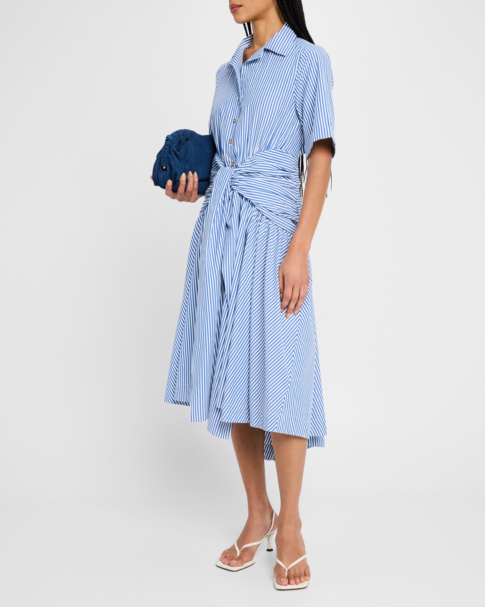 Rosie Assoulin Striped Tie High-Low Shirtdress | Neiman Marcus