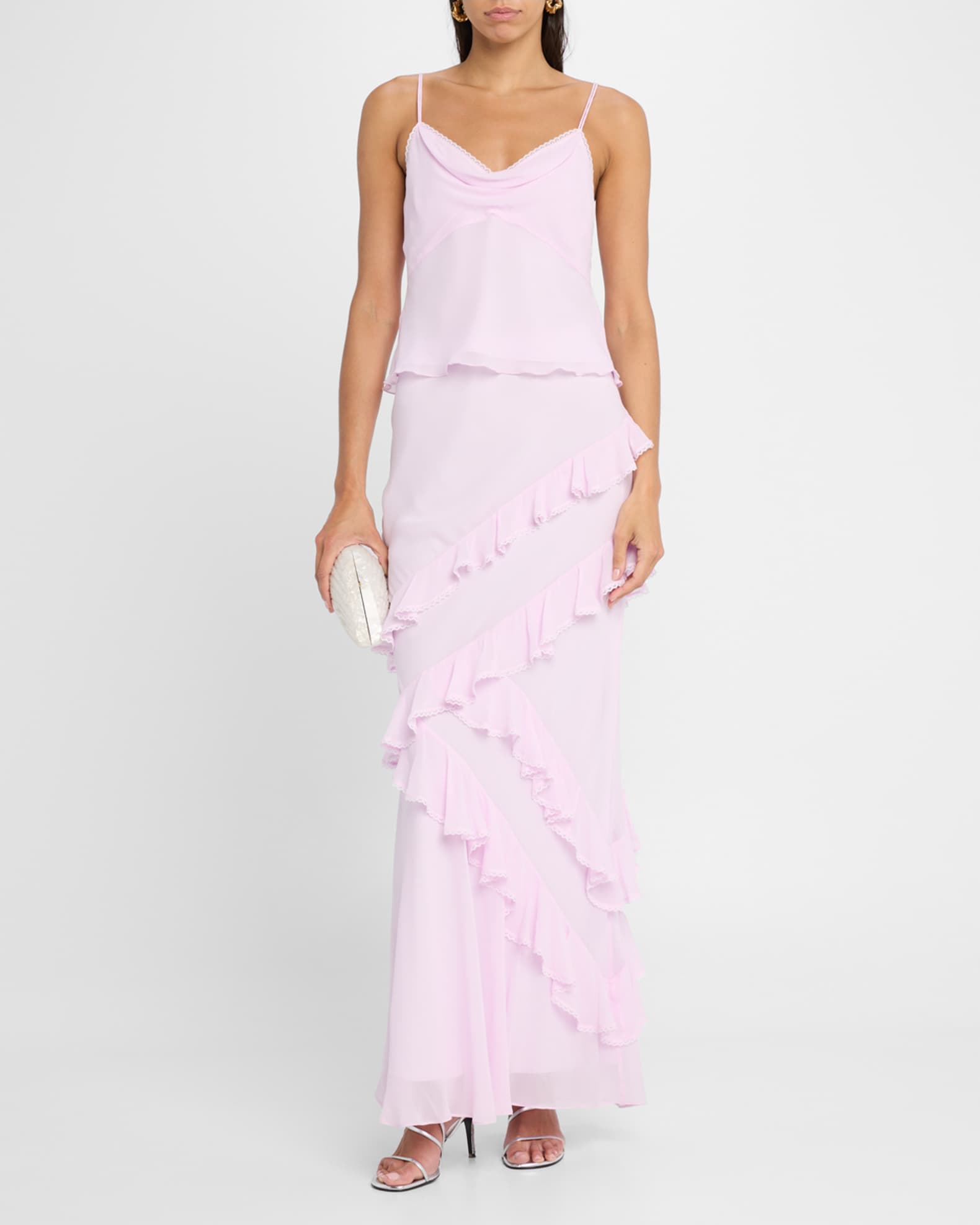 Mitnessa Asymmetric Ruffle Maxi Skirt  1