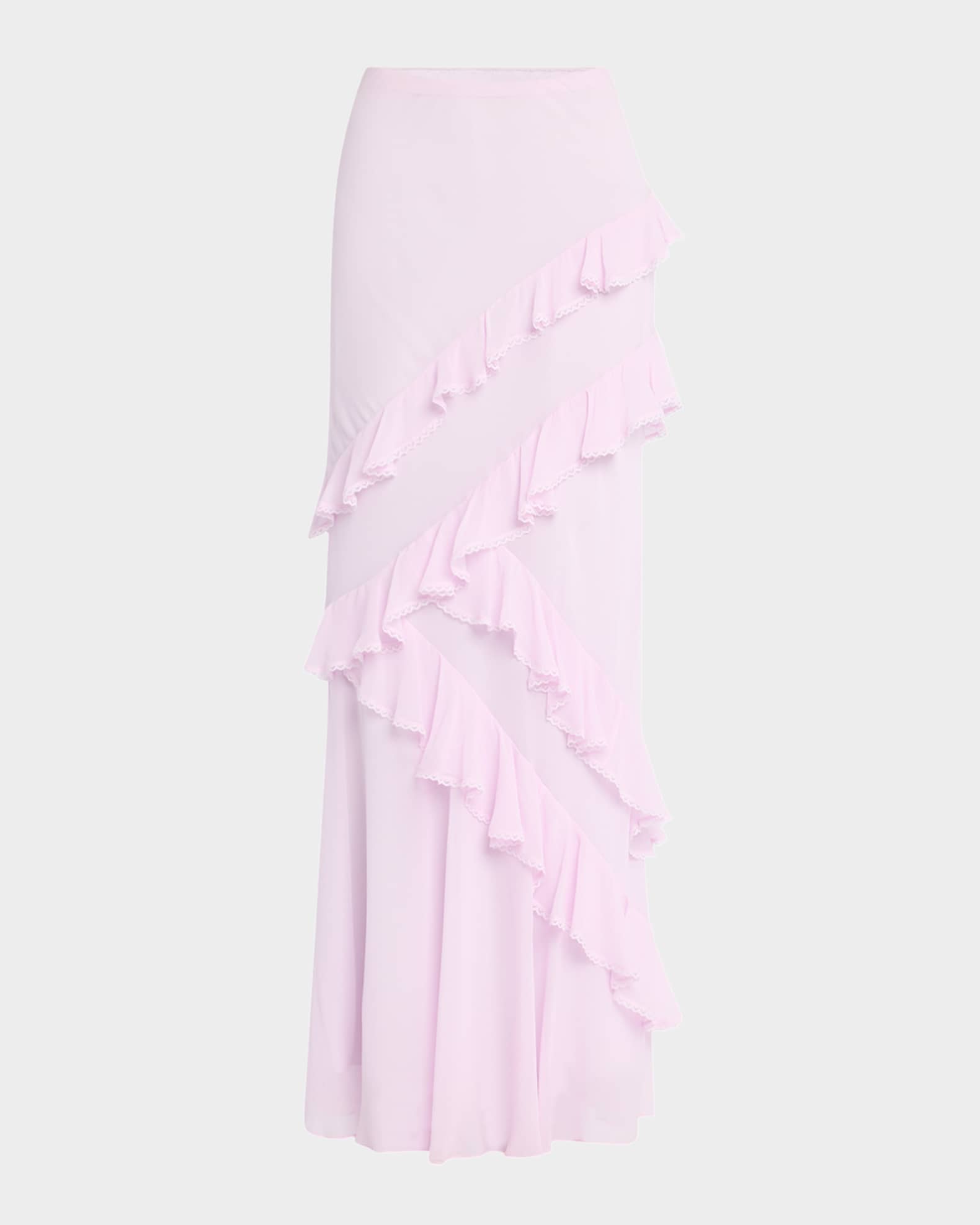 Mitnessa Asymmetric Ruffle Maxi Skirt  0