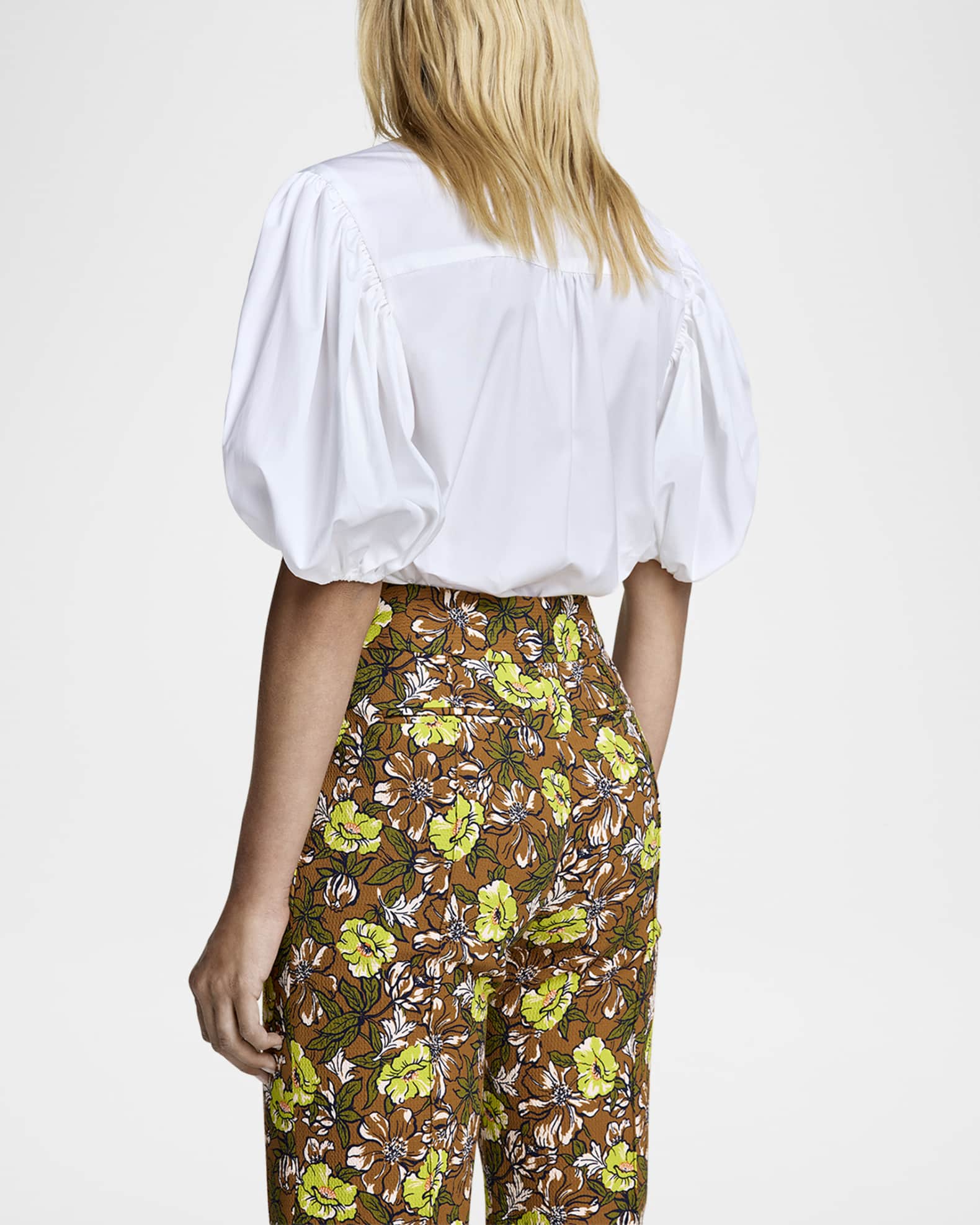 Embroidered Puff-Sleeve Poplin Shirt 1