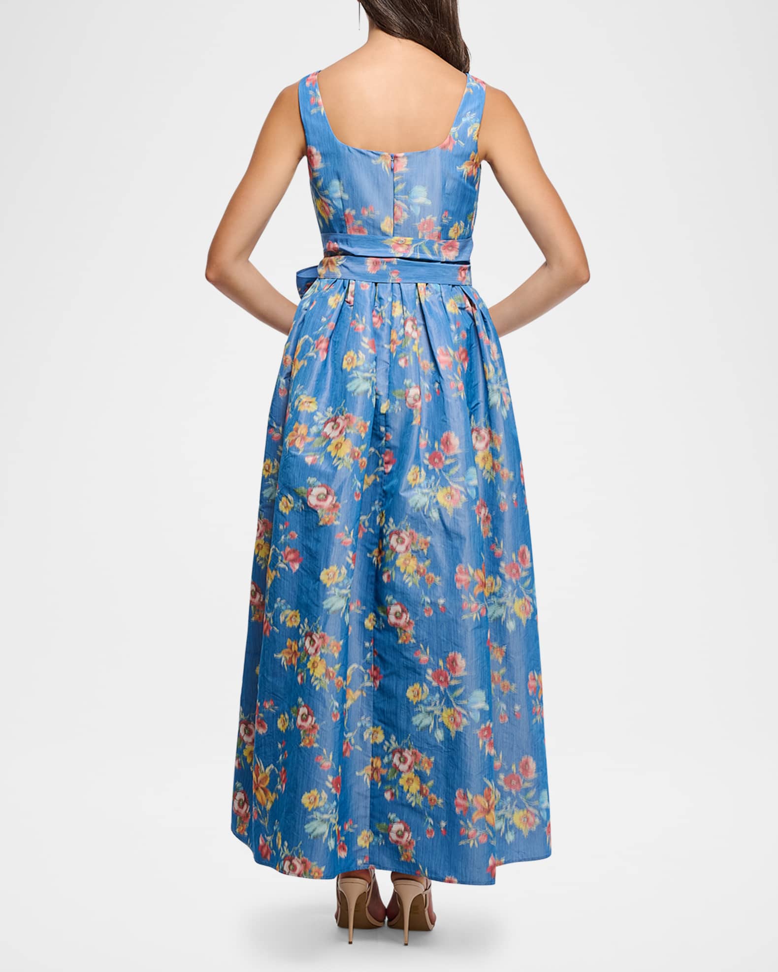 blue and white flower dress Sofie Floral Patchwork Mini Dress