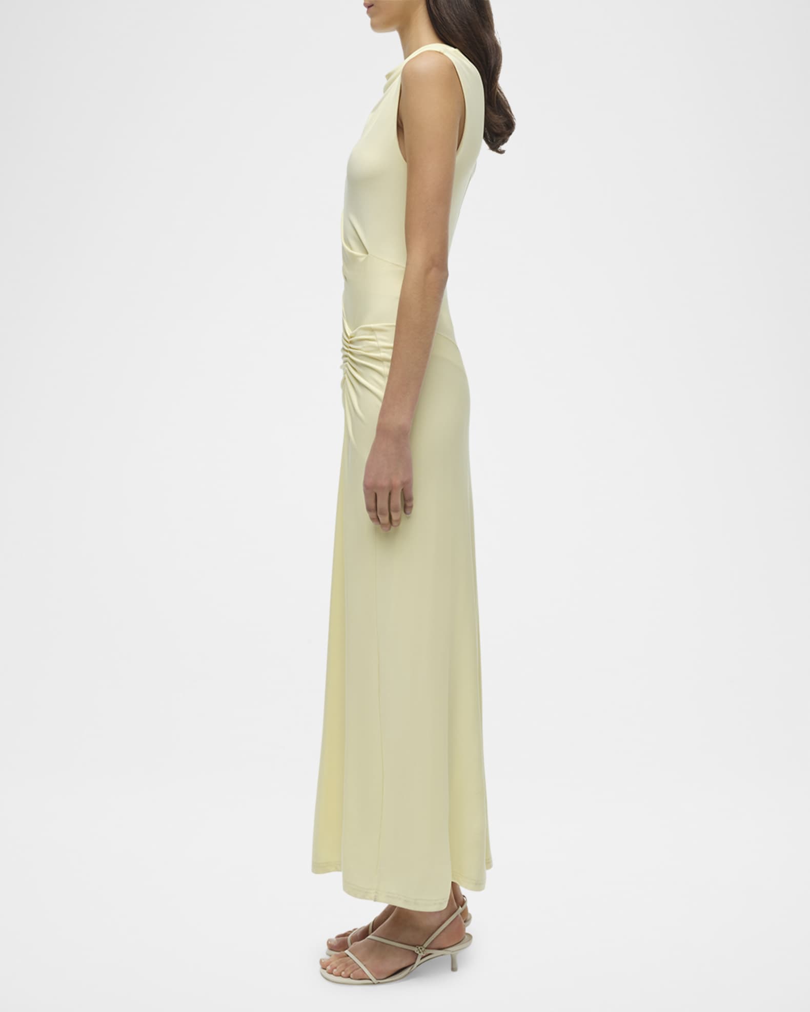 SIMKHAI Acacia Sleeveless Ruched Midi Dress | Neiman Marcus
