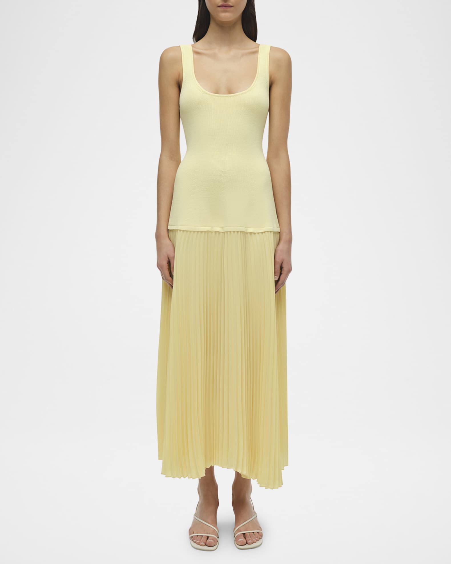 Allana Sleeveless Drop-Waist Combo Midi Dress 1