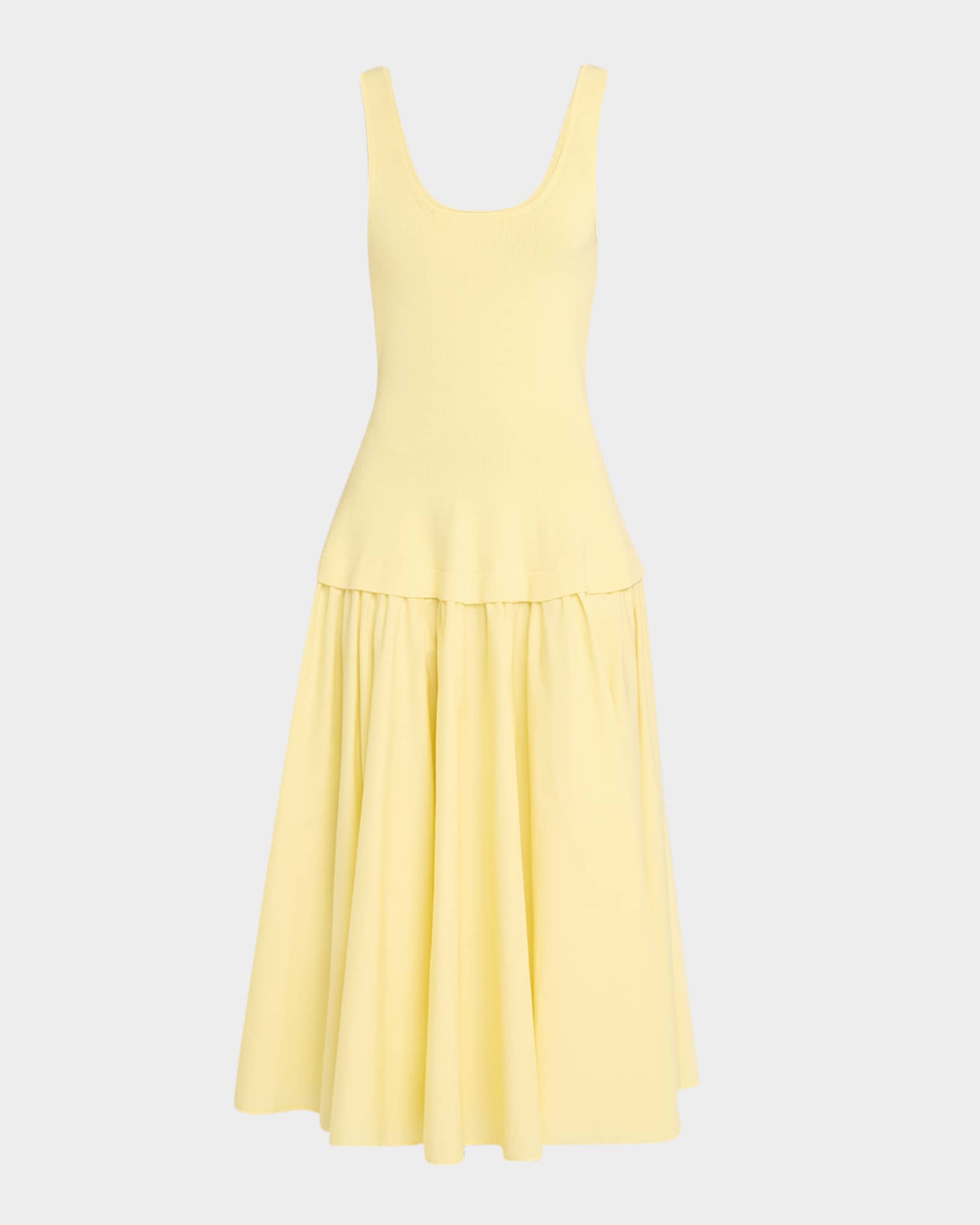 Allana Sleeveless Drop-Waist Combo Midi Dress 0