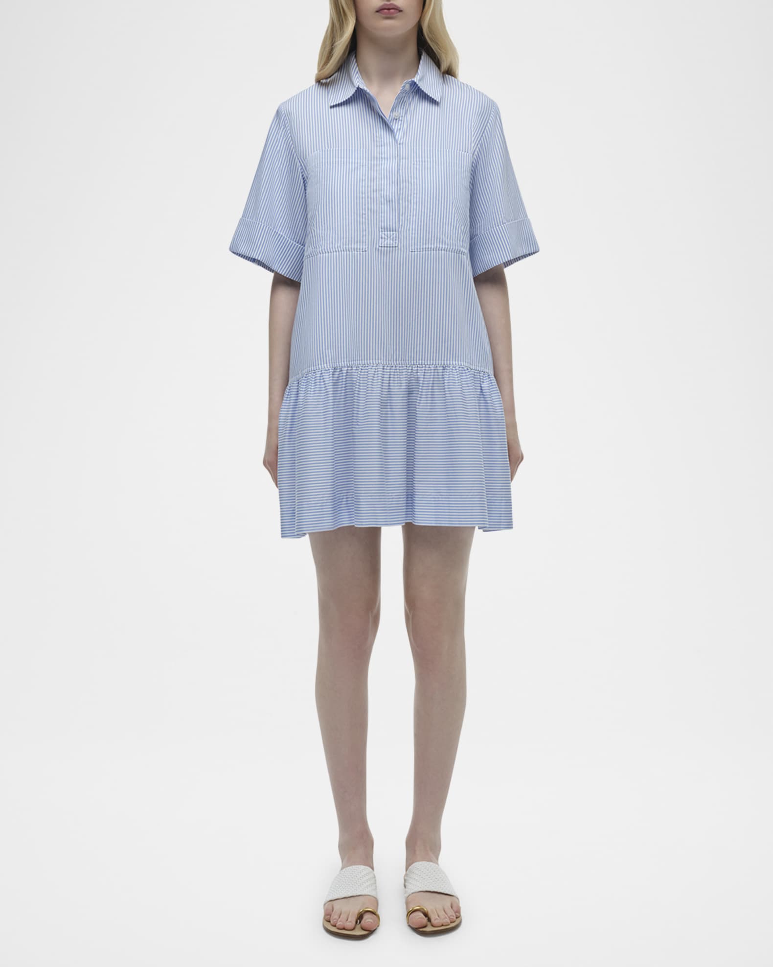 Cris Stripe Short-Sleeve Shirtdress 1