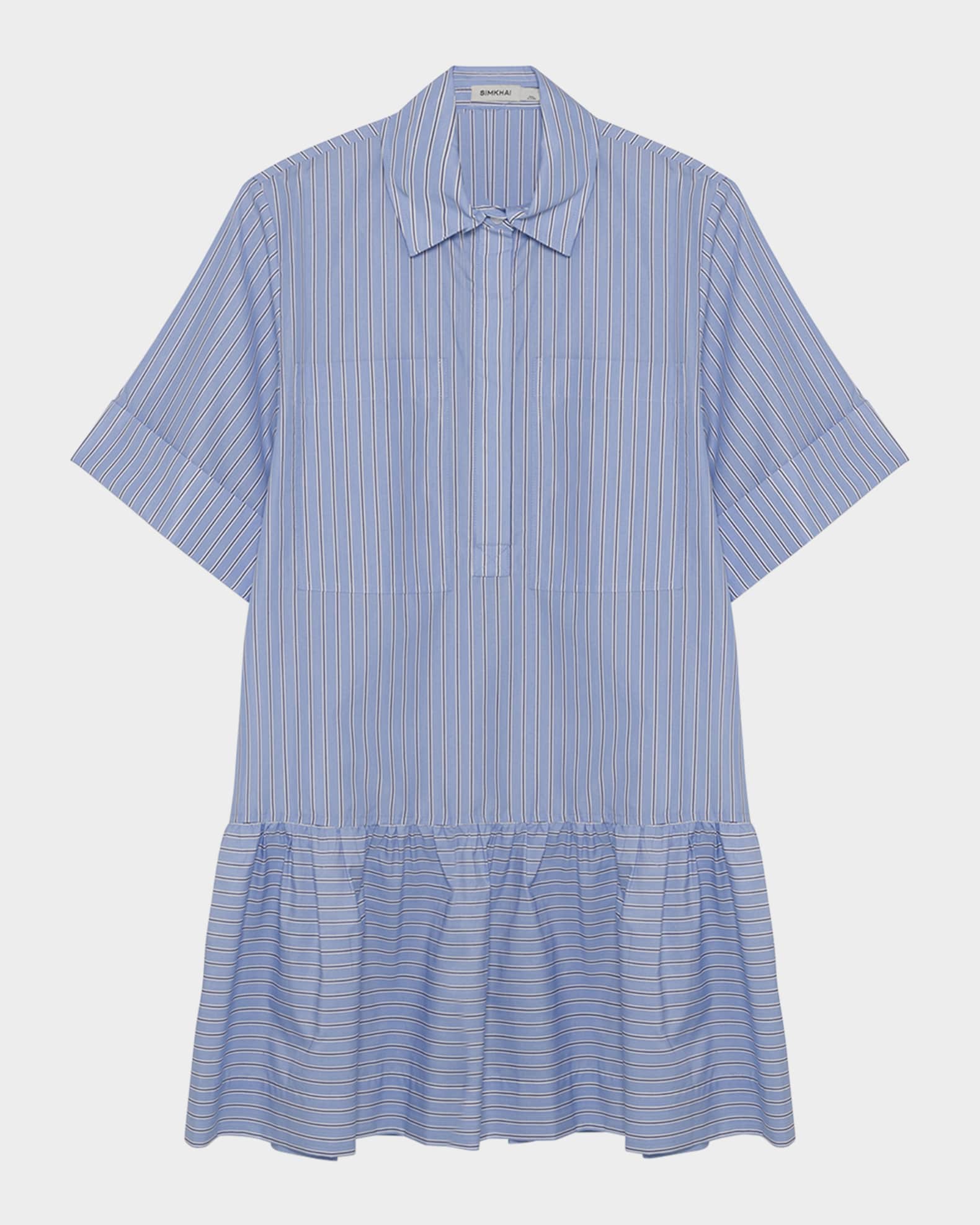 Cris Stripe Short-Sleeve Shirtdress 0