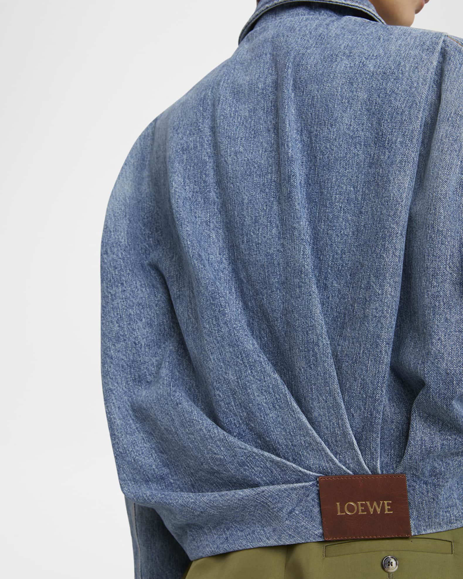 Loewe Draped Denim Bomber Jacket | Neiman Marcus