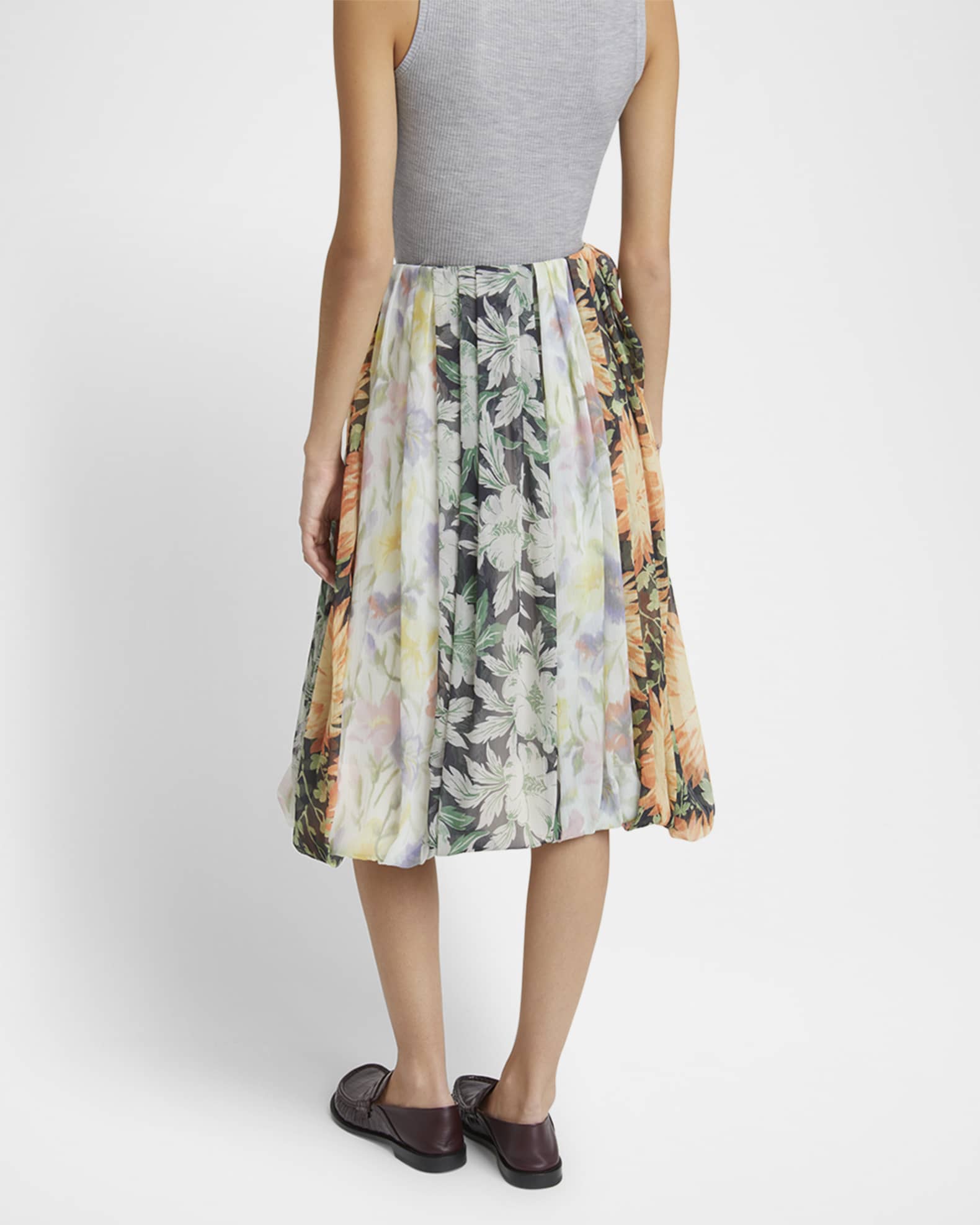 Loewe Multi-Floral Draped Balloon Skirt | Neiman Marcus