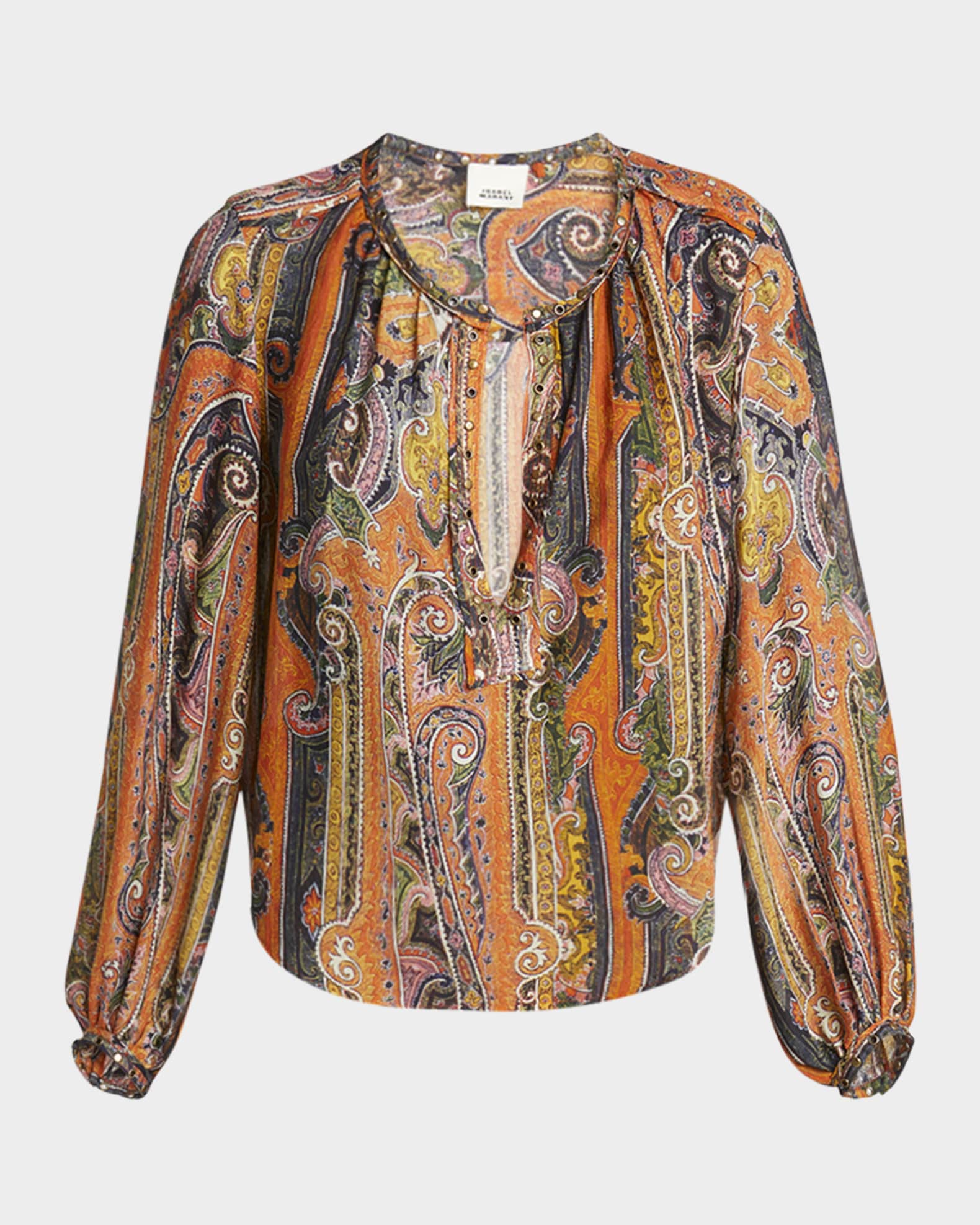 May Paisley Studded Silk Top 0