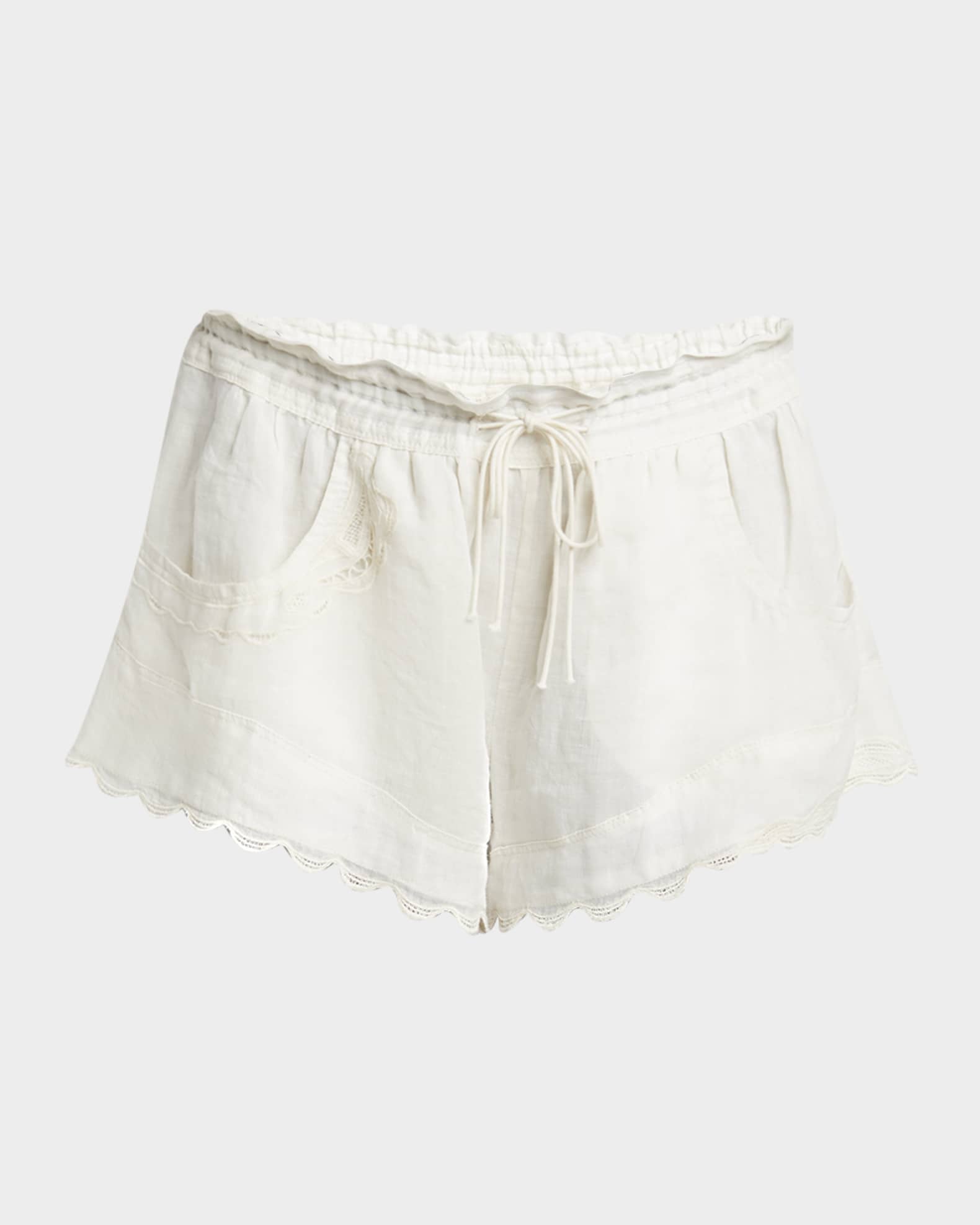 Lola Ladder Stitch Scallop Drawstring Shorts 0