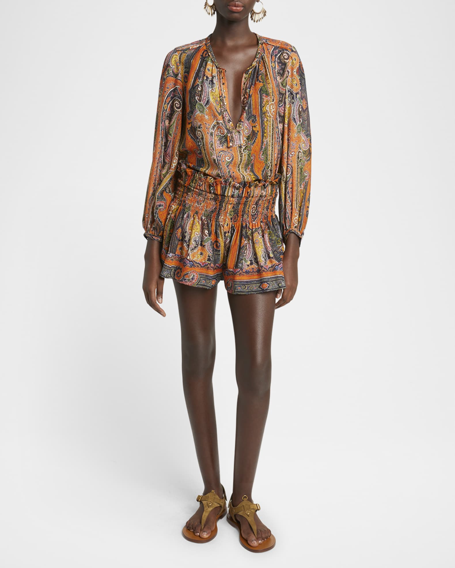 Maelly Paisley Wide Silk Shorts 1