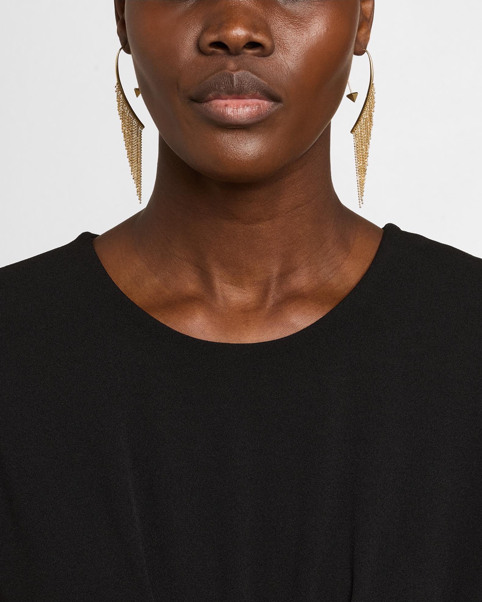 Peruffo 18K Yellow Gold Chains Short Fringe Curve Earrings | Neiman Marcus