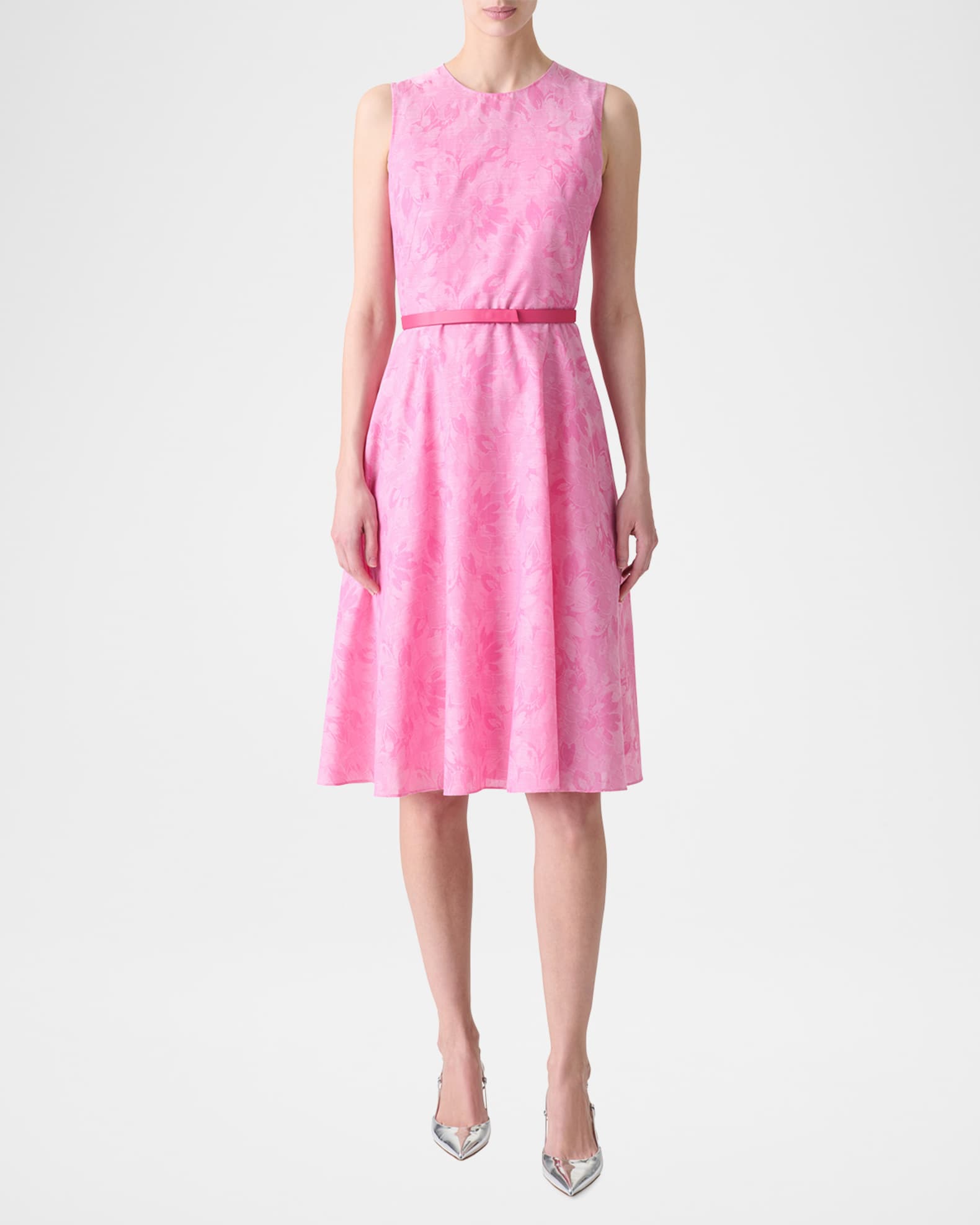 Floral Cotton Sleeveless Belted Dress 1