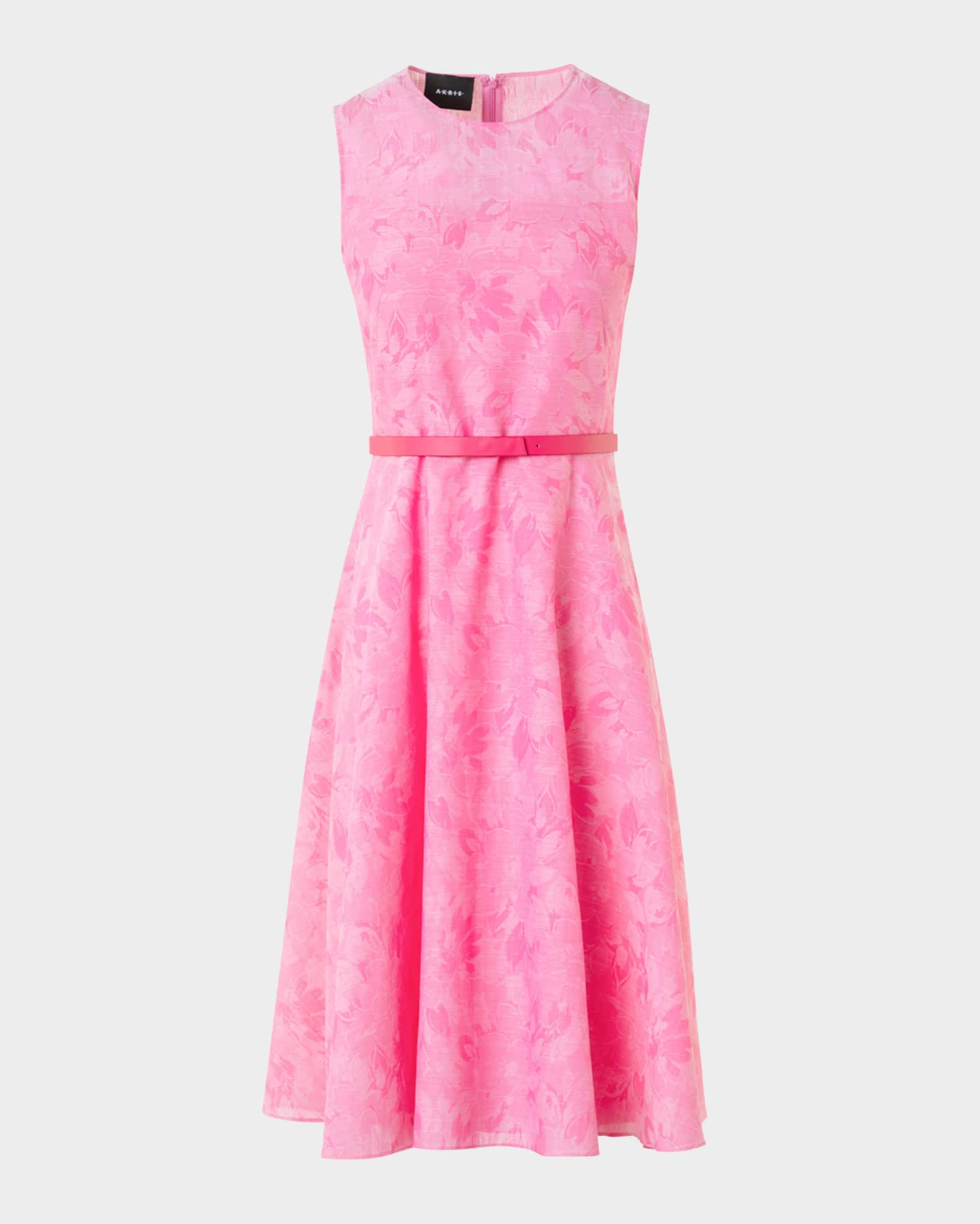 Floral Cotton Sleeveless Belted Dress 0