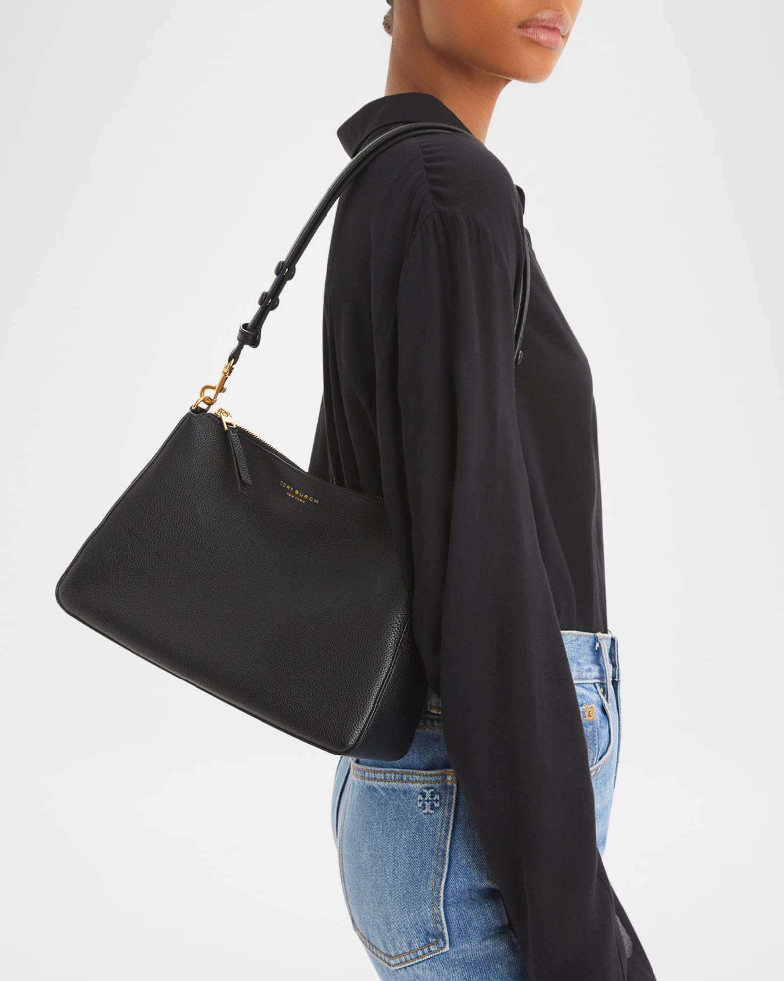 Perry Zip Leather Shoulder Bag 1