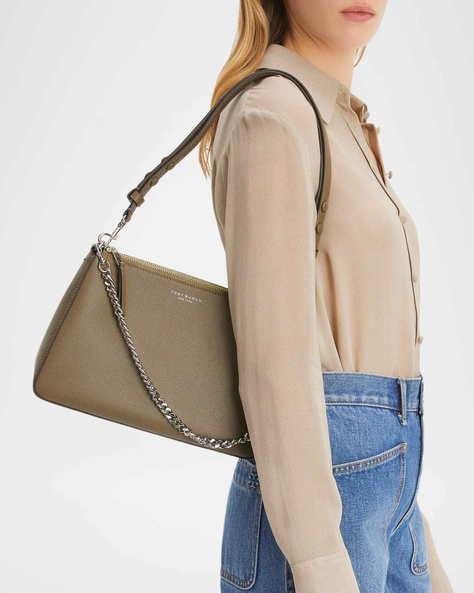 Tory Burch Perry Zip Leather Shoulder Bag | Neiman Marcus