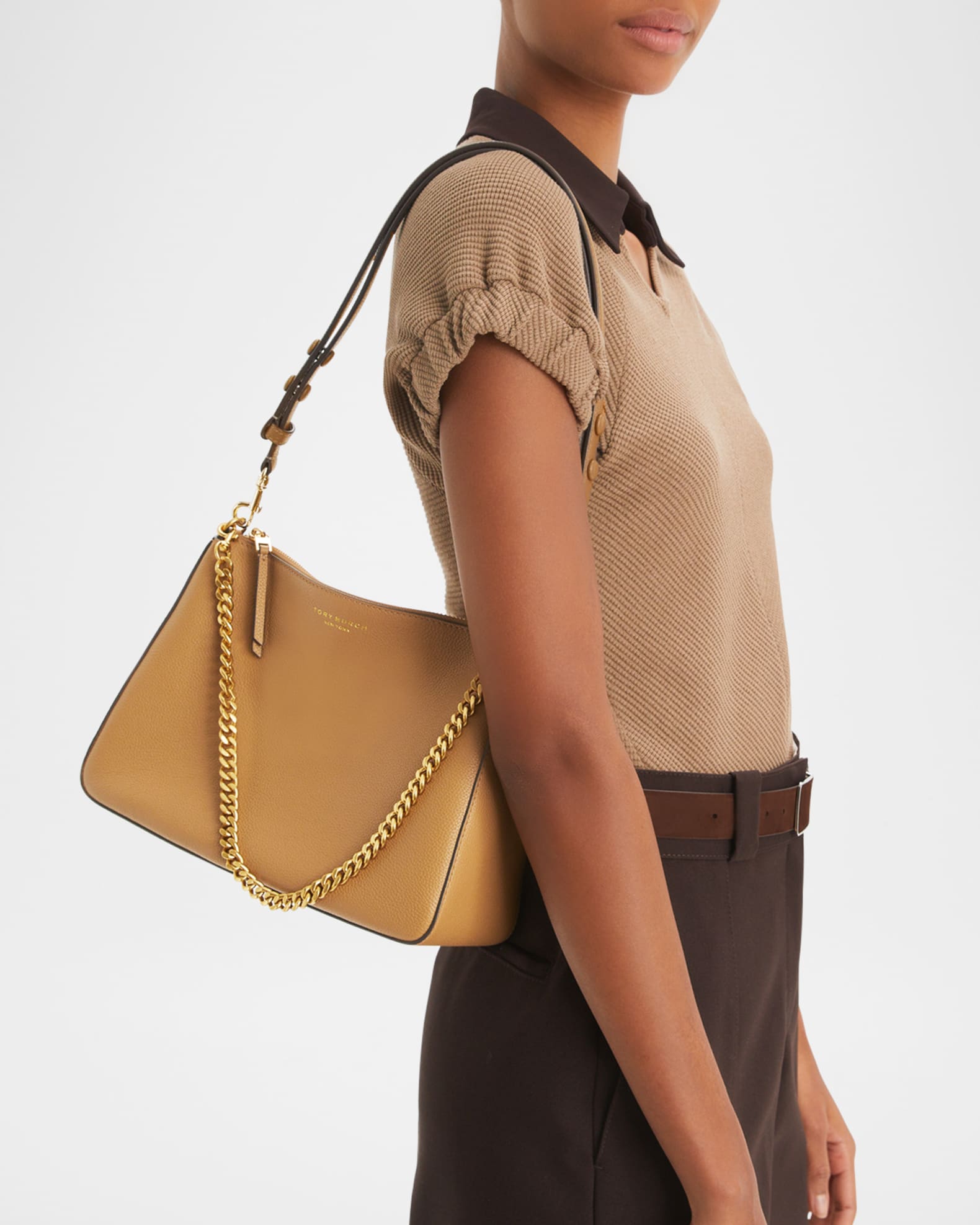 Perry Zip Leather Shoulder Bag 1
