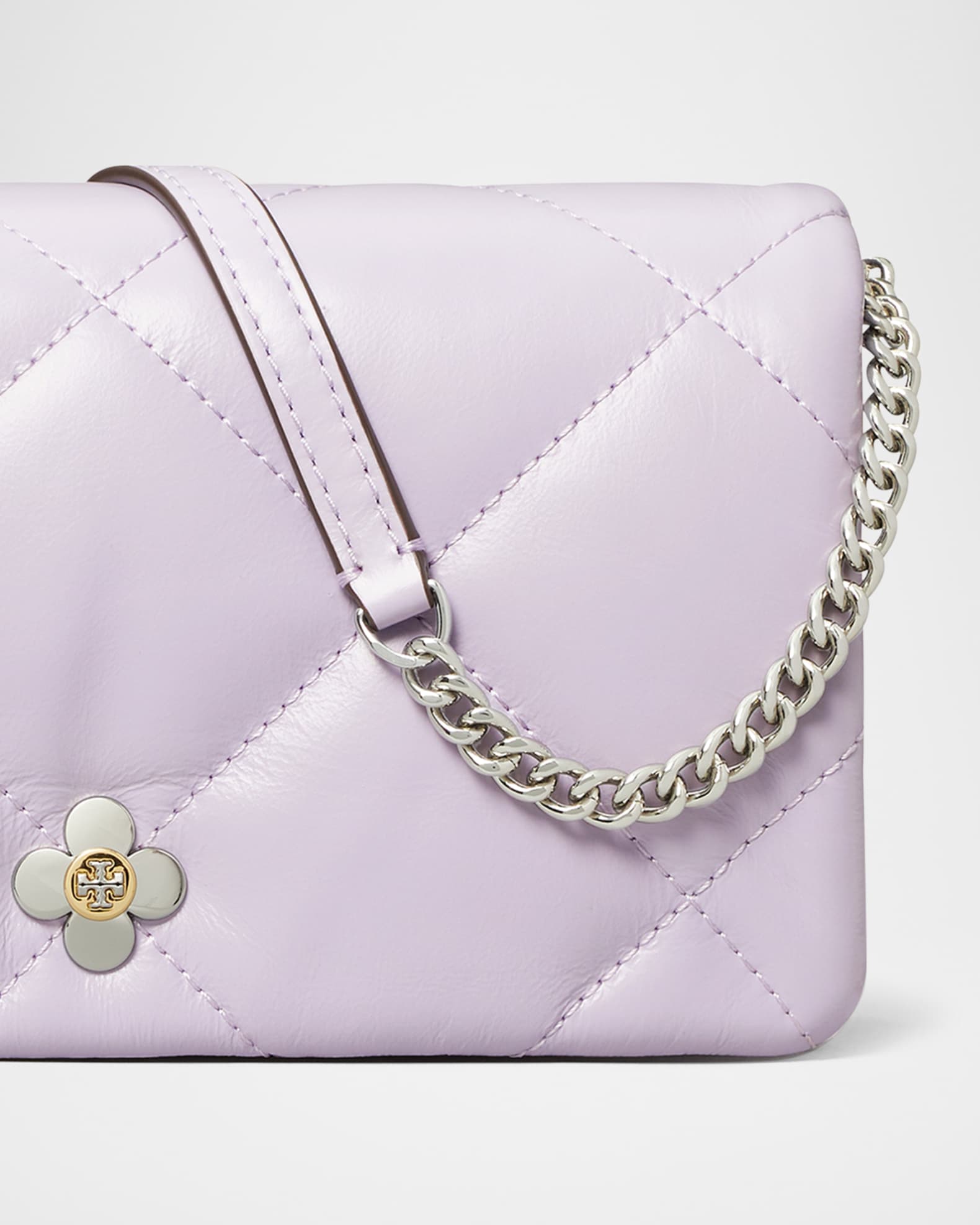 Tory Burch Kira Clover Quilted Leather Chain Wallet | Neiman