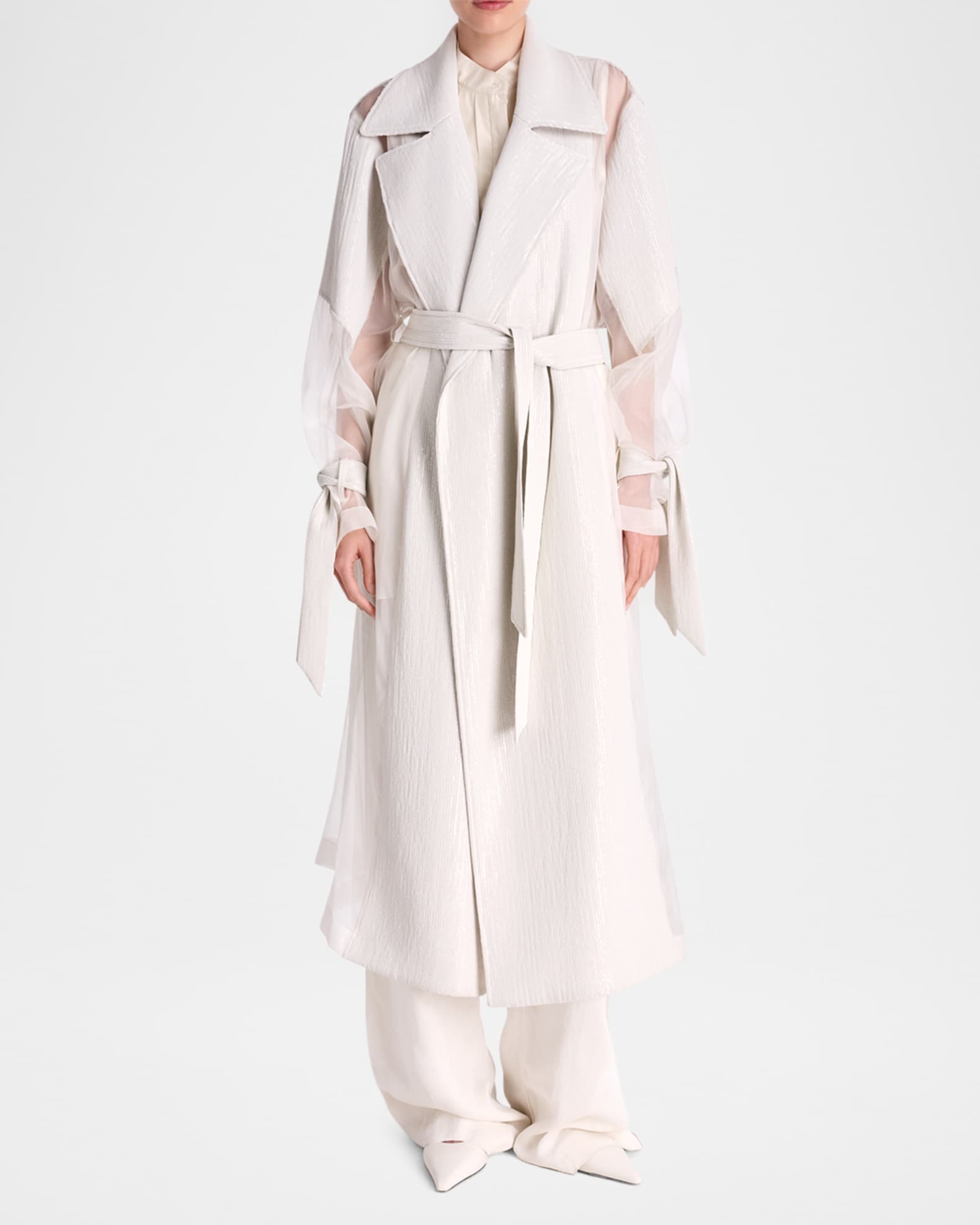 【関税&送料込】Dolce & Gabbana White Organza Trench Coat Dolce & Gabbana Belted Nylon Organza Trench Coat in White | Lyst