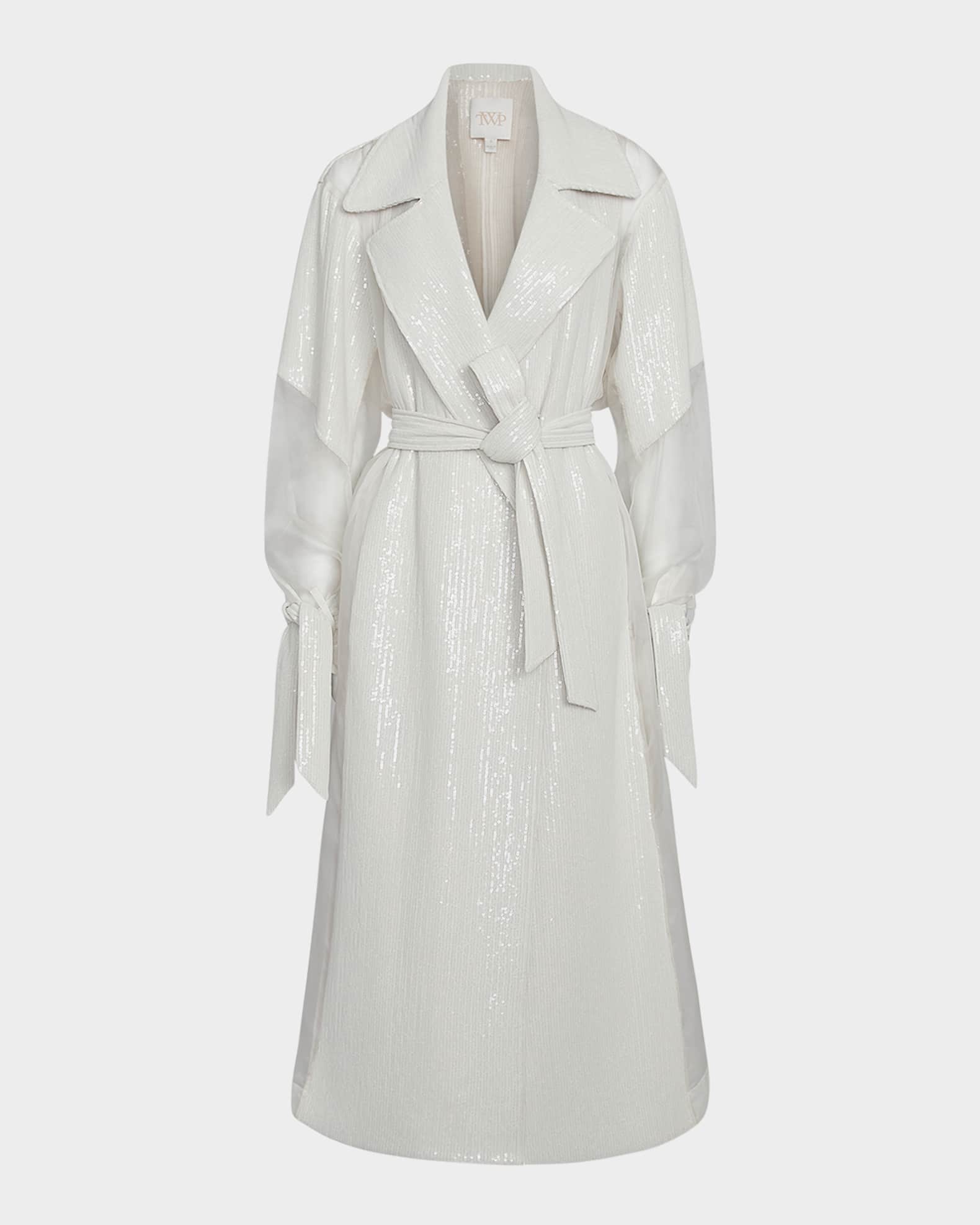 Foreign Affair Sequined Silk Organza Trench Coat  0