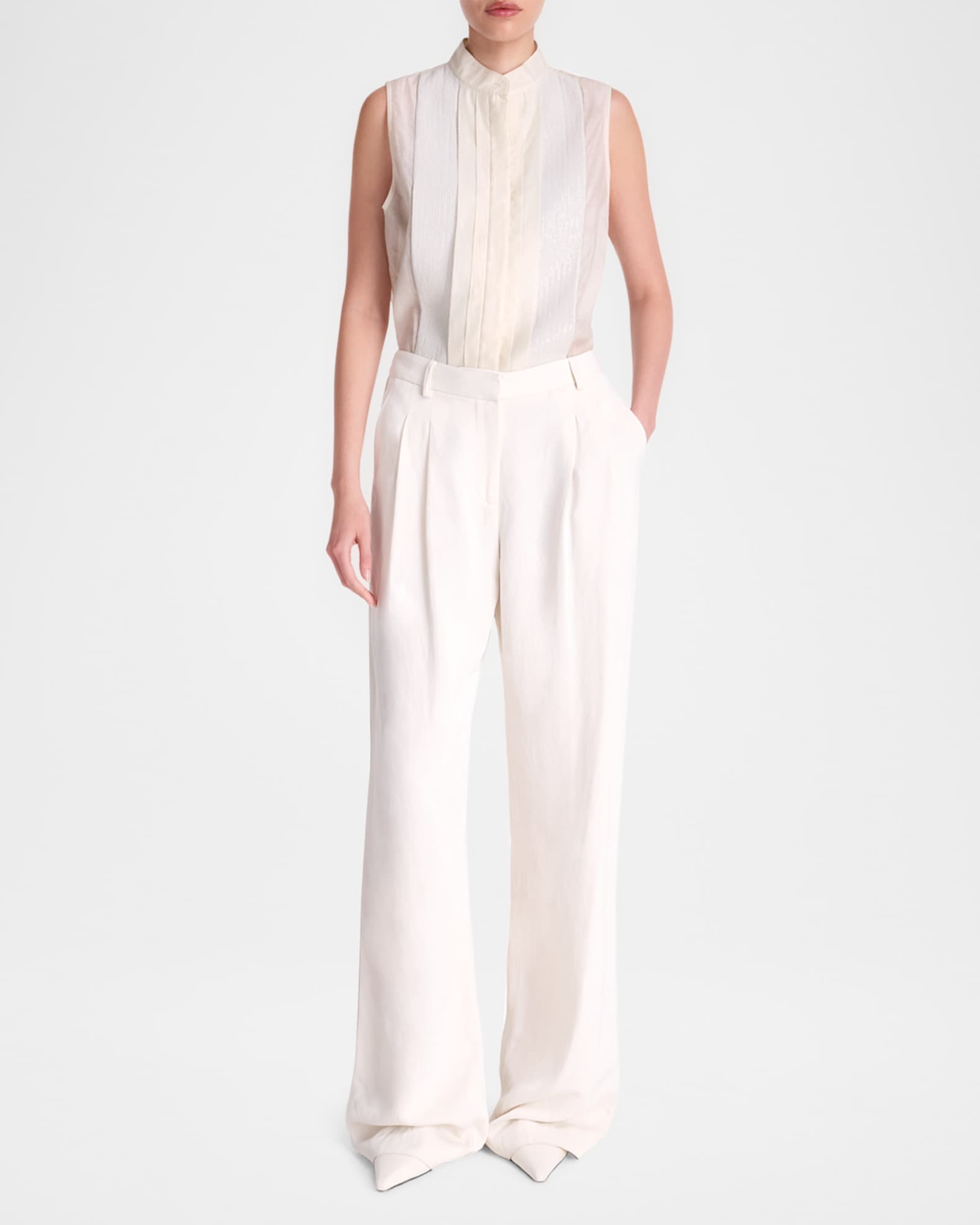 Sulli Linen-Blend Trousers with Sequined Side Stripes 1