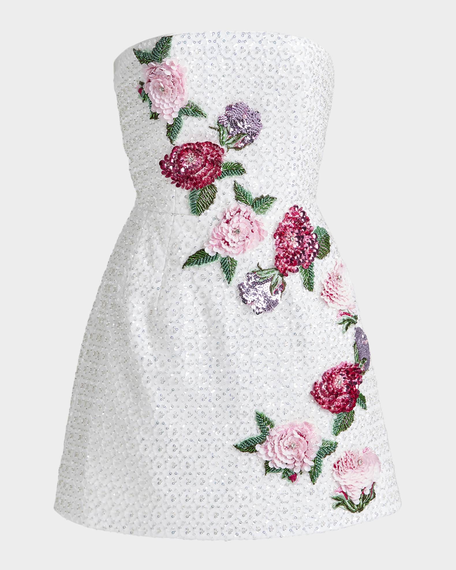 Frida Beaded Floral Appliqué Mini Dress  0