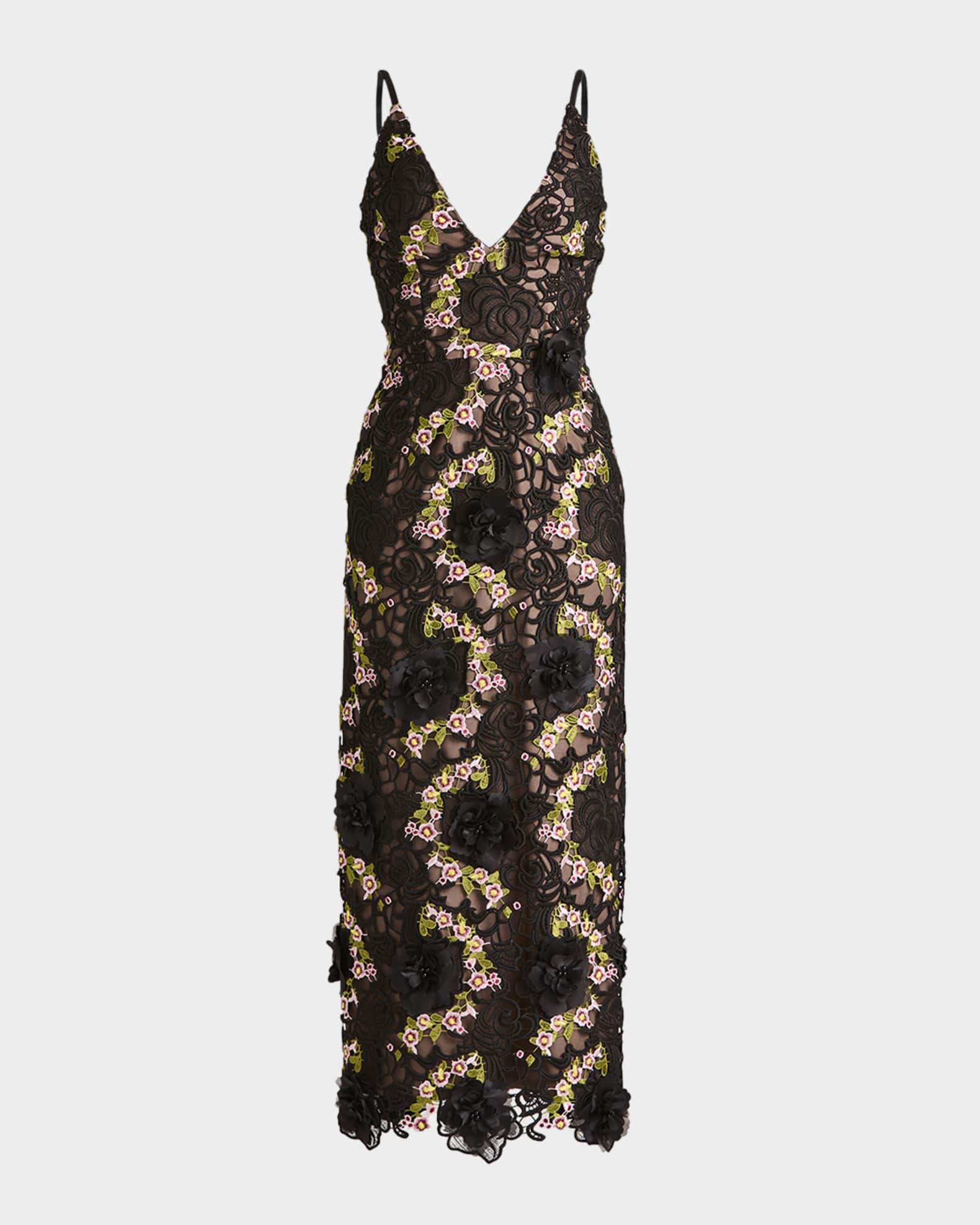 Norah Floral Lace Column Midi Dress 0