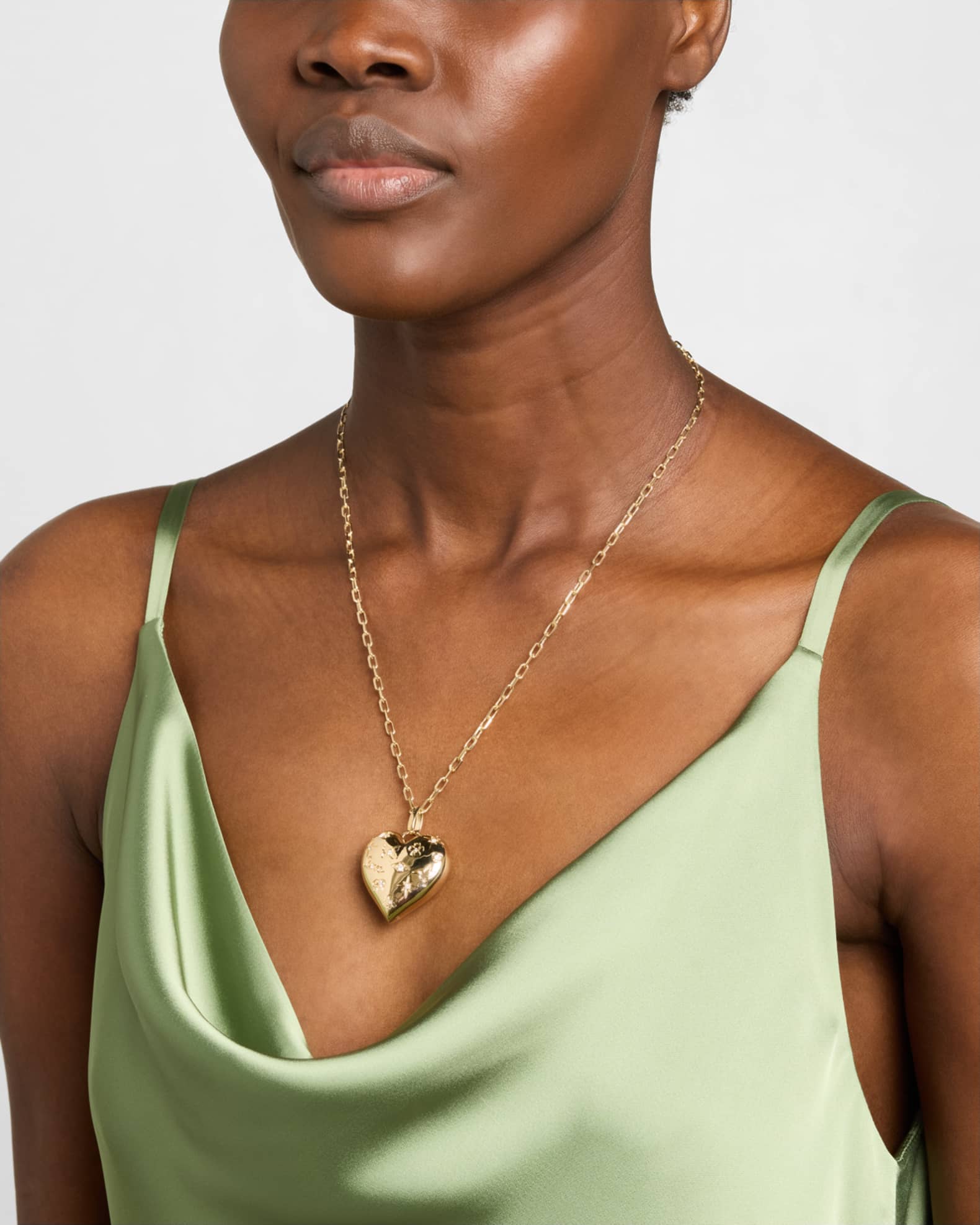 Diamond Icon Puffy Heart Pendant Necklace 1