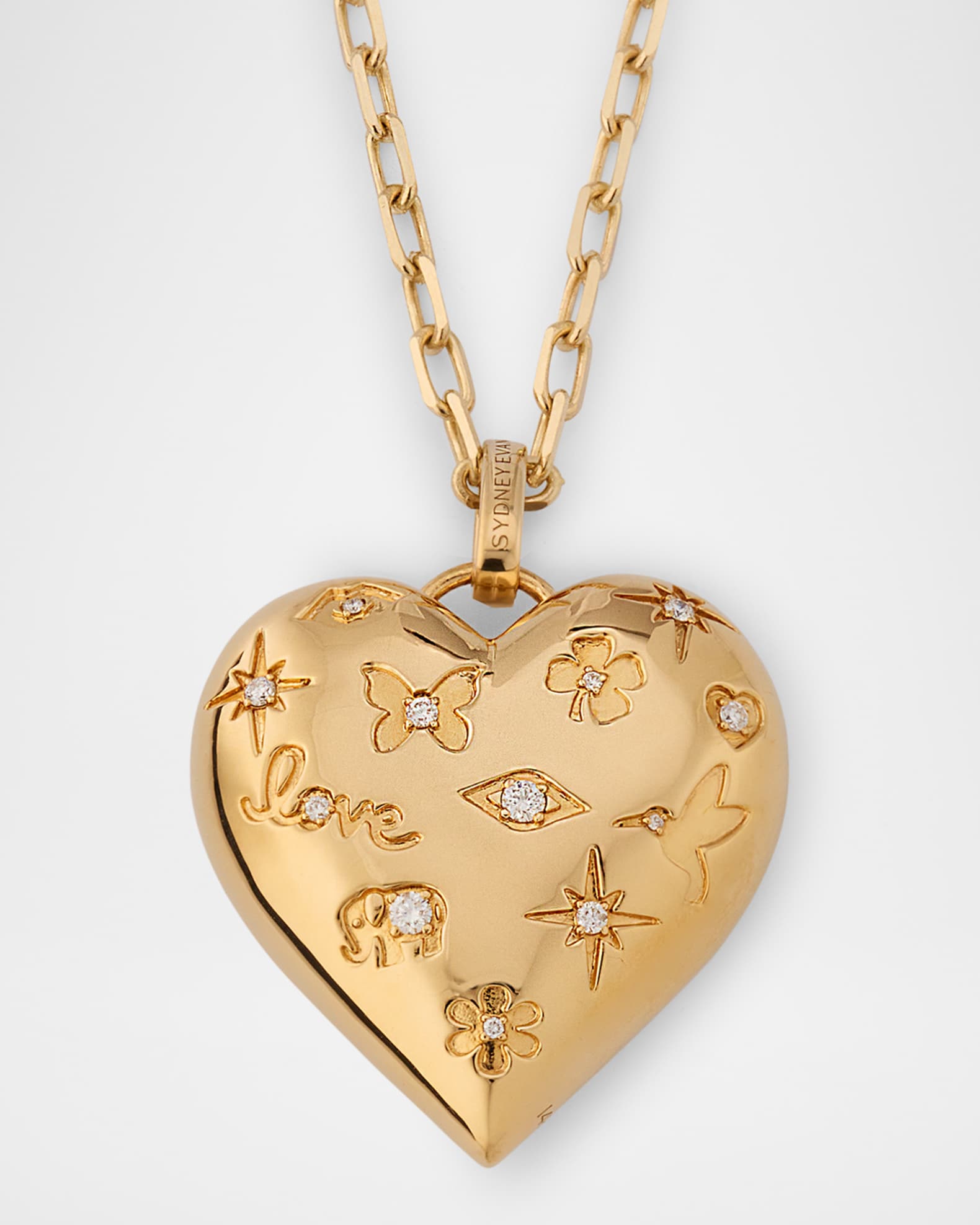 Diamond Icon Puffy Heart Pendant Necklace 0