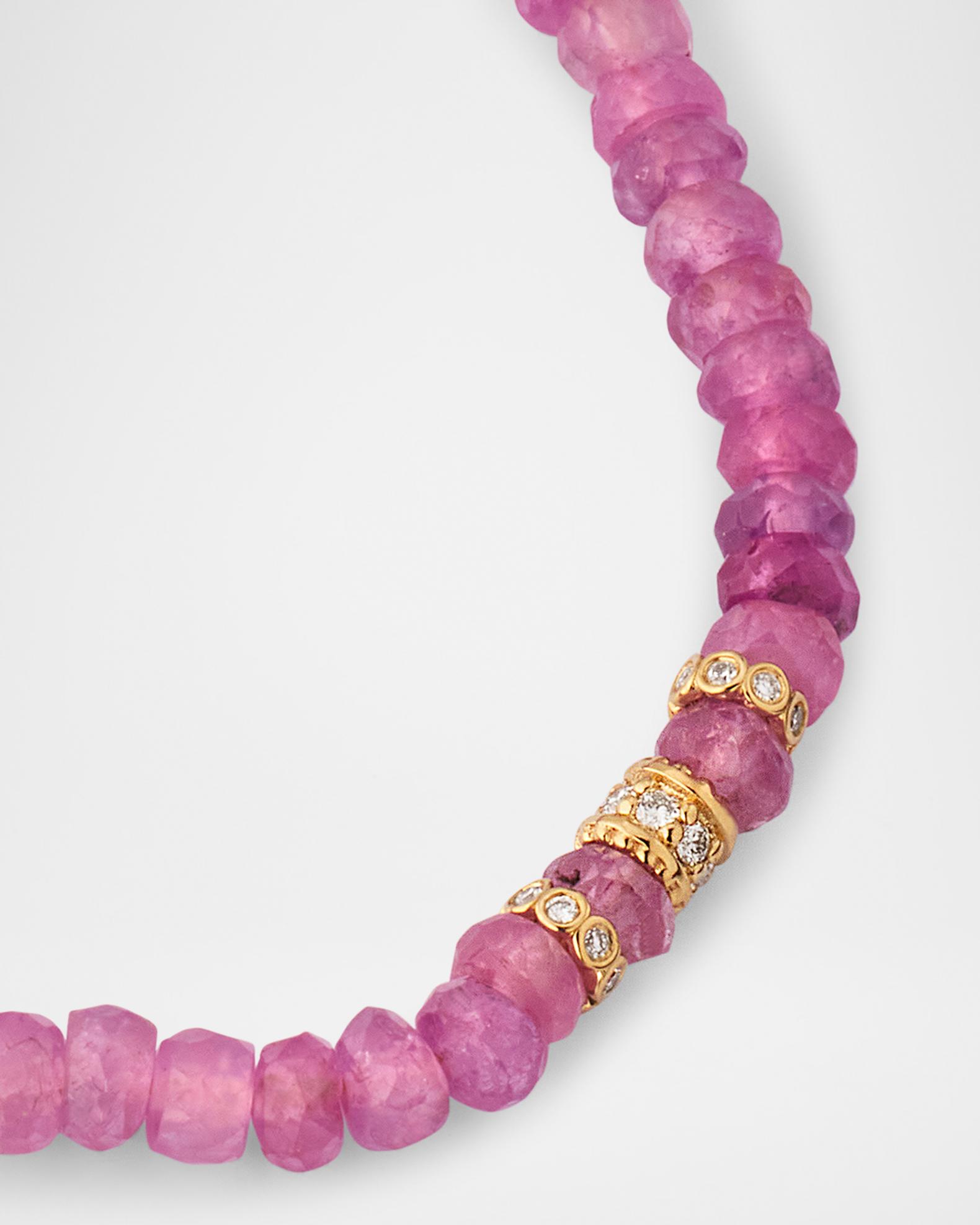 Sydney Evan Faceted Pink Sapphire Bead and Diamond Rondelle Necklace ...